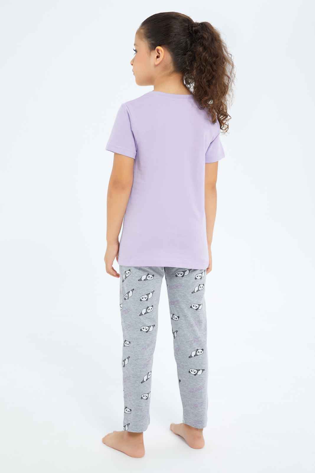 Redtag-Girls-Pink/Grey-Panda-Pj-Set-Category:Pyjama-Sets,-CHA,-Colour:Assorted,-Deals:New-In,-Filter:Girls-(2-to-8-Yrs),-GIR-Pyjama-Sets,-New-In-GIR-APL,-Non-Sale,-S23B,-Section:Girls-(0-to-14Yrs)-Girls-2 to 8 Years