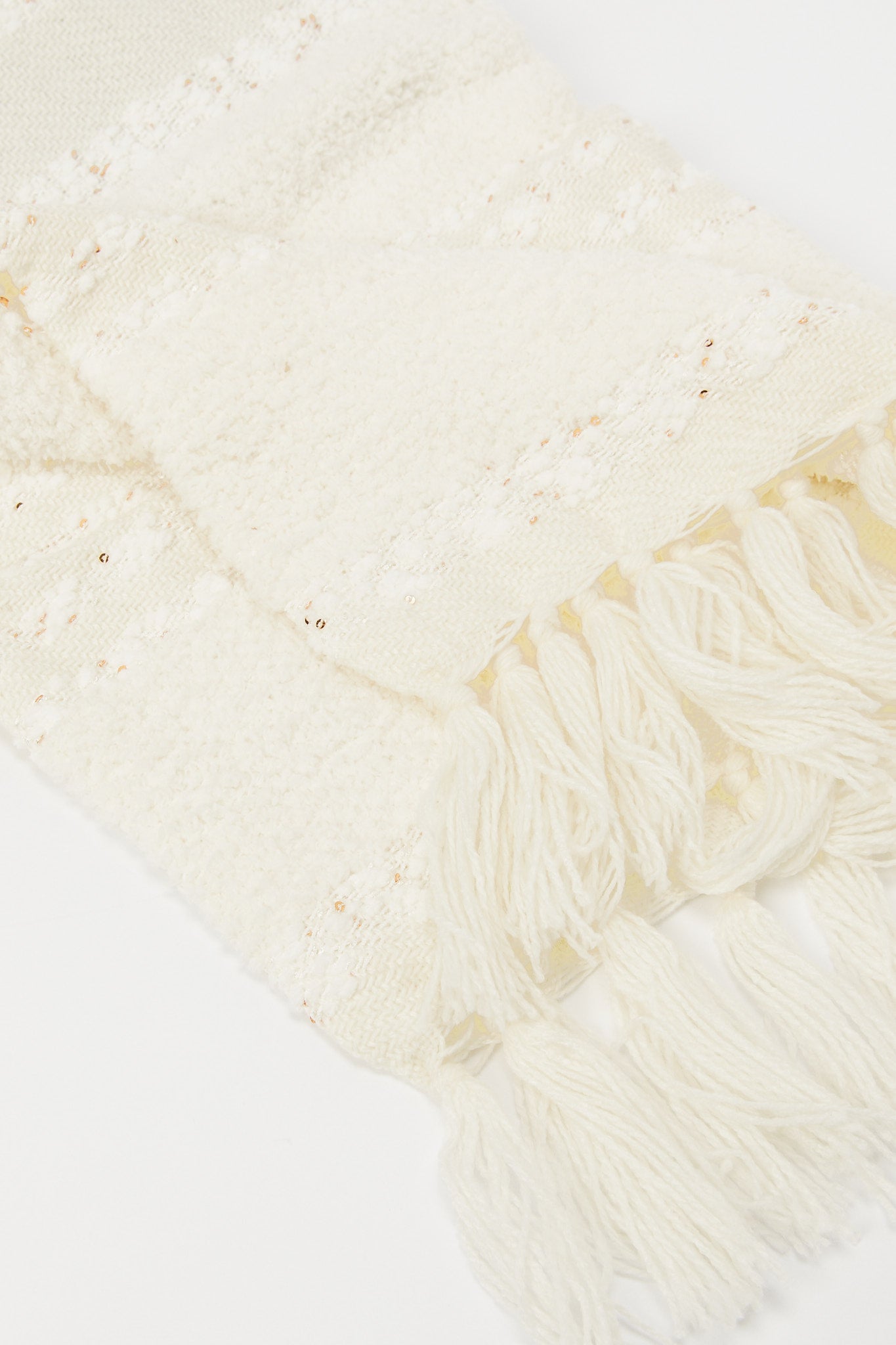 Redtag-Ivory/Gold-Knitted-Throw-With-Sequins-Category:Throws,-Colour:Ivory,-Deals:New-In,-Filter:Home-Bedroom,-H1:HMW,-H2:BED,-H3:BEC,-H4:THR,-HMW-BED-Throws,-New-In-HMW-BED,-Non-Sale,-Promo:JULIETTE,-RMD,-S23B,-Season:S23B,-Section:Homewares,-Style:JACQUARD-Home-Bedroom-