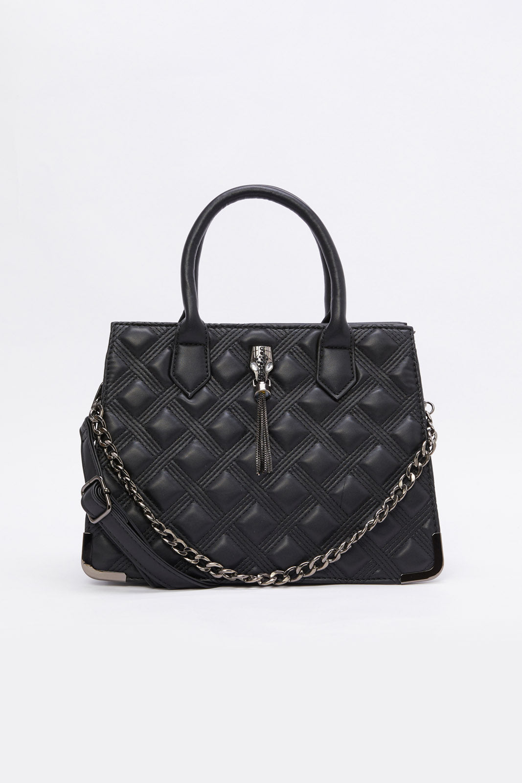 Redtag-Black-Embellished-Quilted-Day-Bag-Category:Bags,-Colour:Black,-Filter:Women's-Accessories,-New-In,-New-In-Women-ACC,-Non-Sale,-RMD,-S23B,-Section:Women,-Women-Bags-Women-