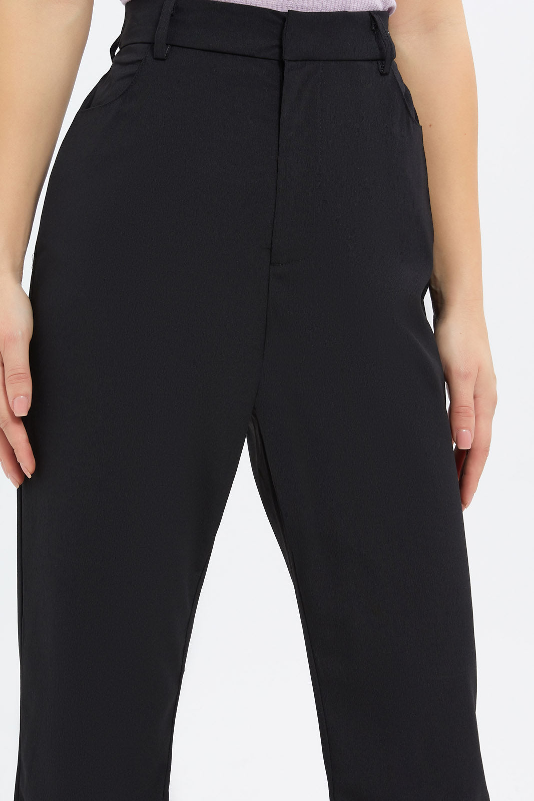 Redtag-Women-Black-Highwaist-Flared-Trouser-Category:Trousers,-Colour:Black,-Deals:New-In,-Filter:Women's-Clothing,-H1:LWR,-H2:LEC,-H3:TRS,-H4:CTR,-LEC,-LEC-Trousers,-New-In-LEC-APL,-Non-Sale,-S23C,-Season:S23C,-Section:Women-Women's-