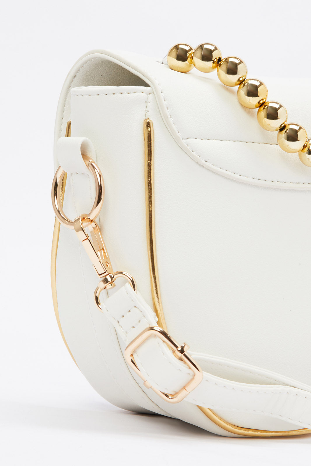 Redtag-White-Saddle-With-Gold-Beads-Embellished-Crossbody-Bag-Category:Bags,-Colour:White,-Filter:Women's-Accessories,-New-In,-New-In-Women-ACC,-Non-Sale,-RMD,-S23B,-Section:Women,-Women-Bags-Women-