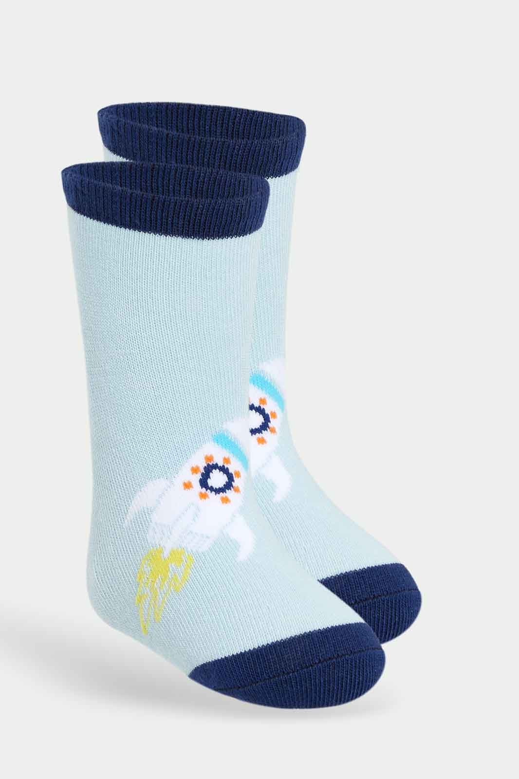 Redtag-Boys-3-Pack-Ankle-Length-Socks--Blue-Space-Ankle-Length-Combo-365,-Category:Socks,-Colour:Assorted,-Deals:New-In,-Filter:Infant-Boys-(3-to-24-Mths),-INB-Socks,-New-In-INB-APL,-Non-Sale,-Section:Boys-(0-to-14Yrs)-Infant-Boys-3 to 24 Months