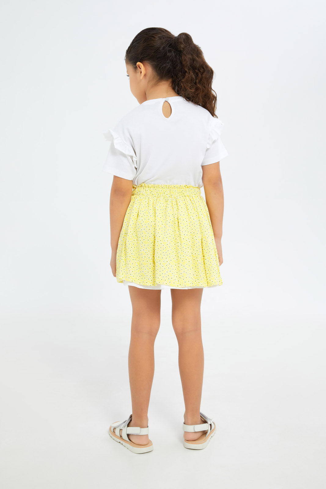 Redtag-Girls-Peach-Skirt-Set-Category:Sets,-Colour:Apricot,-Deals:New-In,-Filter:Girls-(2-to-8-Yrs),-GIR-Sets,-H1:KWR,-H2:GIR,-H3:SET,-H4:CAE,-New-In-GIR-APL,-Non-Sale,-S23B,-Season:S23B,-Section:Girls-(0-to-14Yrs)-Girls-2 to 8 Years