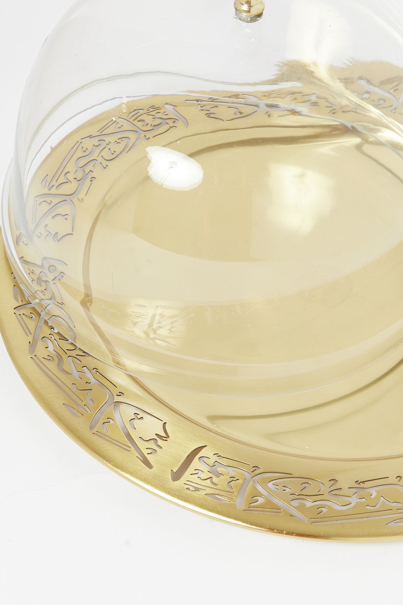 Redtag-Gold-Calligraphy-Round-Tray-With-Metal-Dome-Category:2-Tier-Stand,-Colour:Gold,-Deals:New-In,-Filter:Home-Dining,-H1:HMW,-H2:DIN,-H3:SEW,-H4:SSI,-HMW-DIN-Serveware,-New-In-HMW-DIN,-Non-Sale,-S23B,-Season:S23B,-Section:Homewares-Home-Dining-