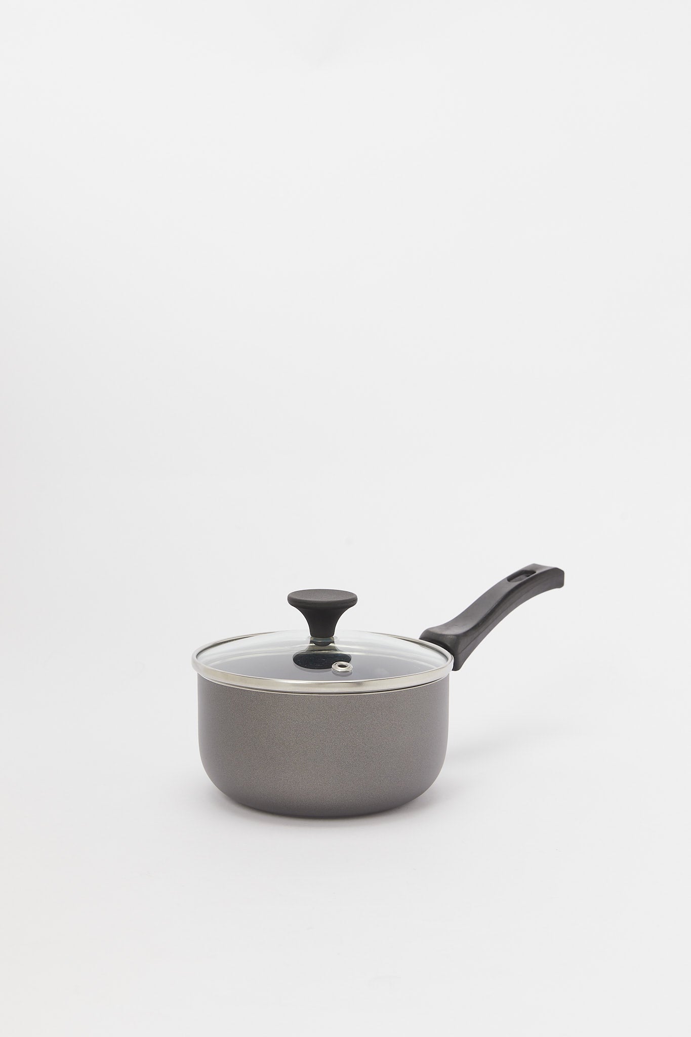 Redtag-Black-Aluminum-Non-Stick-Sauce-Pan-With-Glass-Lid-(12Cm)-365,-Category:Pans,-Colour:Black,-Deals:New-In,-Filter:Home-Dining,-H1:HMW,-H2:DIN,-H3:COO,-H4:PAP,-HMW-DIN-Cookware,-New-In-HMW-DIN,-Non-Sale,-Season:365,-Section:Homewares,-Style:MINIATURE-Home-Dining-