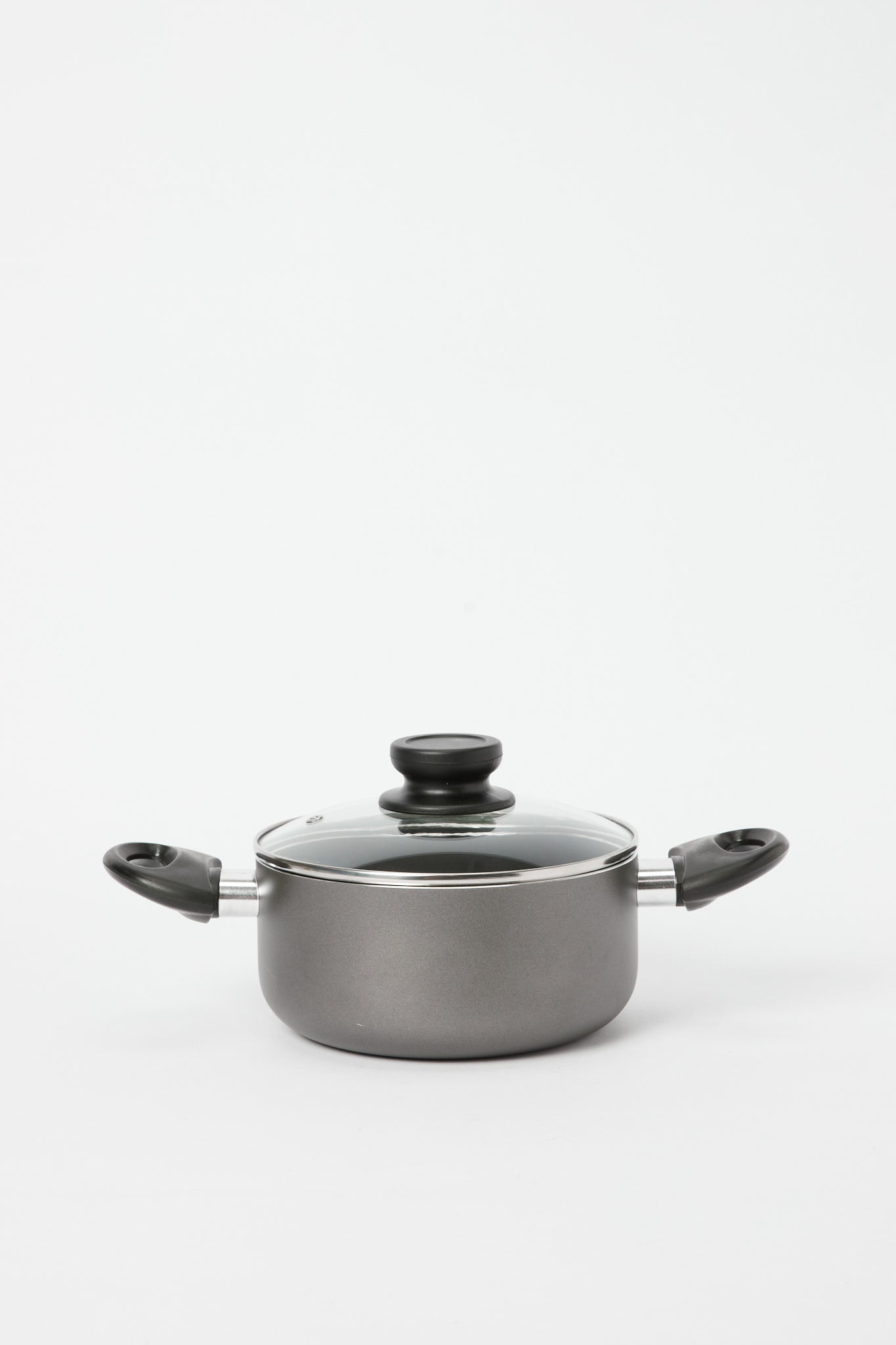 Redtag-Black-Aluminum-Non-Stick-Dutch-Oven-With-Glass-Lid-(18Cm)-365,-Category:Pans,-Colour:Black,-Deals:New-In,-Filter:Home-Dining,-H1:HMW,-H2:DIN,-H3:COO,-H4:PAP,-HMW-DIN-Cookware,-New-In-HMW-DIN,-Non-Sale,-Season:365,-Section:Homewares,-Style:NON-STICK-Home-Dining-