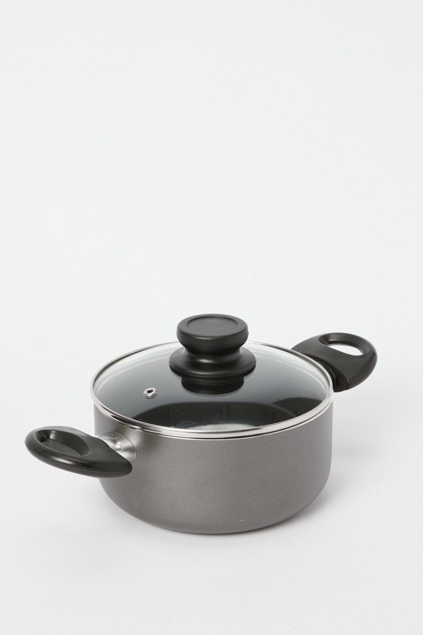 Redtag-Black-Aluminum-Non-Stick-Dutch-Oven-With-Glass-Lid-(18Cm)-365,-Category:Pans,-Colour:Black,-Deals:New-In,-Filter:Home-Dining,-H1:HMW,-H2:DIN,-H3:COO,-H4:PAP,-HMW-DIN-Cookware,-New-In-HMW-DIN,-Non-Sale,-Season:365,-Section:Homewares,-Style:NON-STICK-Home-Dining-