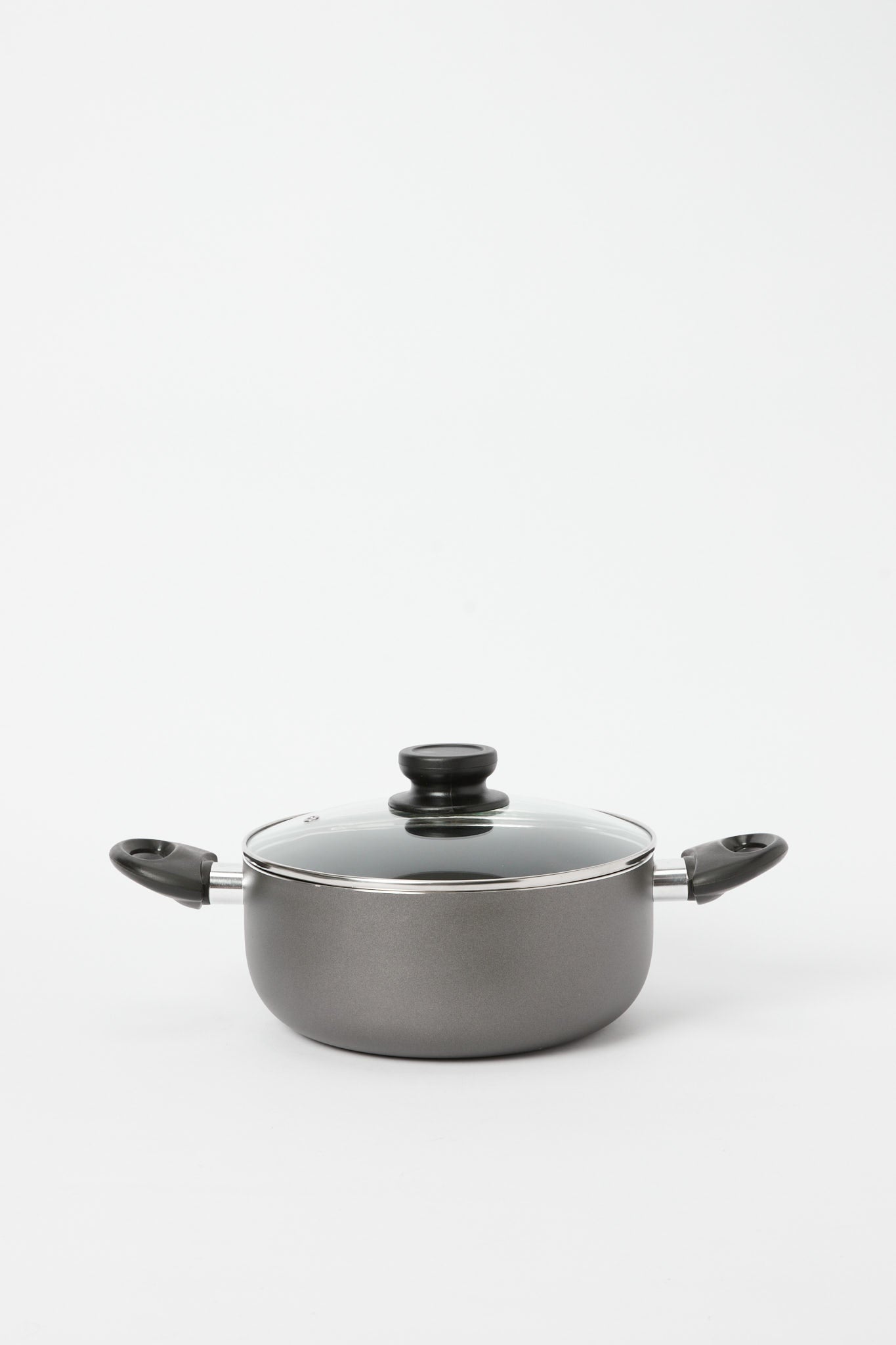 Redtag-Black-Aluminum-Non-Stick-Dutch-Oven-With-Glass-Lid-(22Cm)-365,-Category:Pans,-Colour:Black,-Deals:New-In,-Filter:Home-Dining,-H1:HMW,-H2:DIN,-H3:COO,-H4:PAP,-HMW-DIN-Cookware,-New-In-HMW-DIN,-Non-Sale,-Season:365,-Section:Homewares,-Style:NON-STICK-Home-Dining-