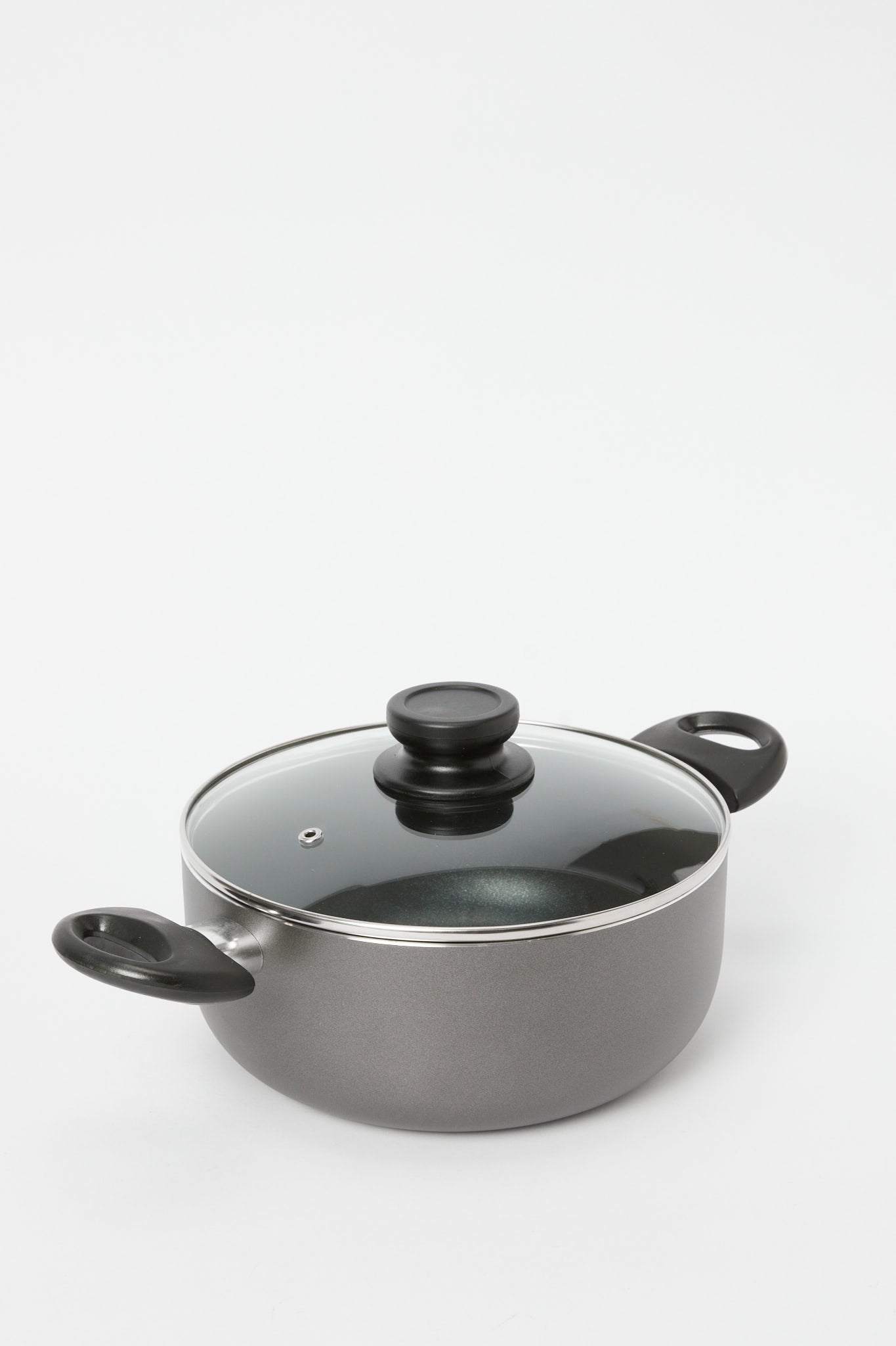 Redtag-Black-Aluminum-Non-Stick-Dutch-Oven-With-Glass-Lid-(22Cm)-365,-Category:Pans,-Colour:Black,-Deals:New-In,-Filter:Home-Dining,-H1:HMW,-H2:DIN,-H3:COO,-H4:PAP,-HMW-DIN-Cookware,-New-In-HMW-DIN,-Non-Sale,-Season:365,-Section:Homewares,-Style:NON-STICK-Home-Dining-