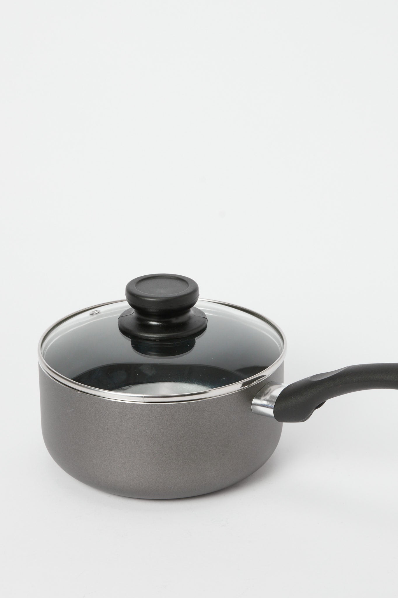 Redtag-Black-Aluminum-Non-Stick-Saucepan-With-Glass-Lid-(18Cm)-365,-Category:Pans,-Colour:Black,-Deals:New-In,-Filter:Home-Dining,-H1:HMW,-H2:DIN,-H3:COO,-H4:PAP,-HMW-DIN-Cookware,-New-In-HMW-DIN,-Non-Sale,-Season:365,-Section:Homewares,-Style:NON-STICK-Home-Dining-