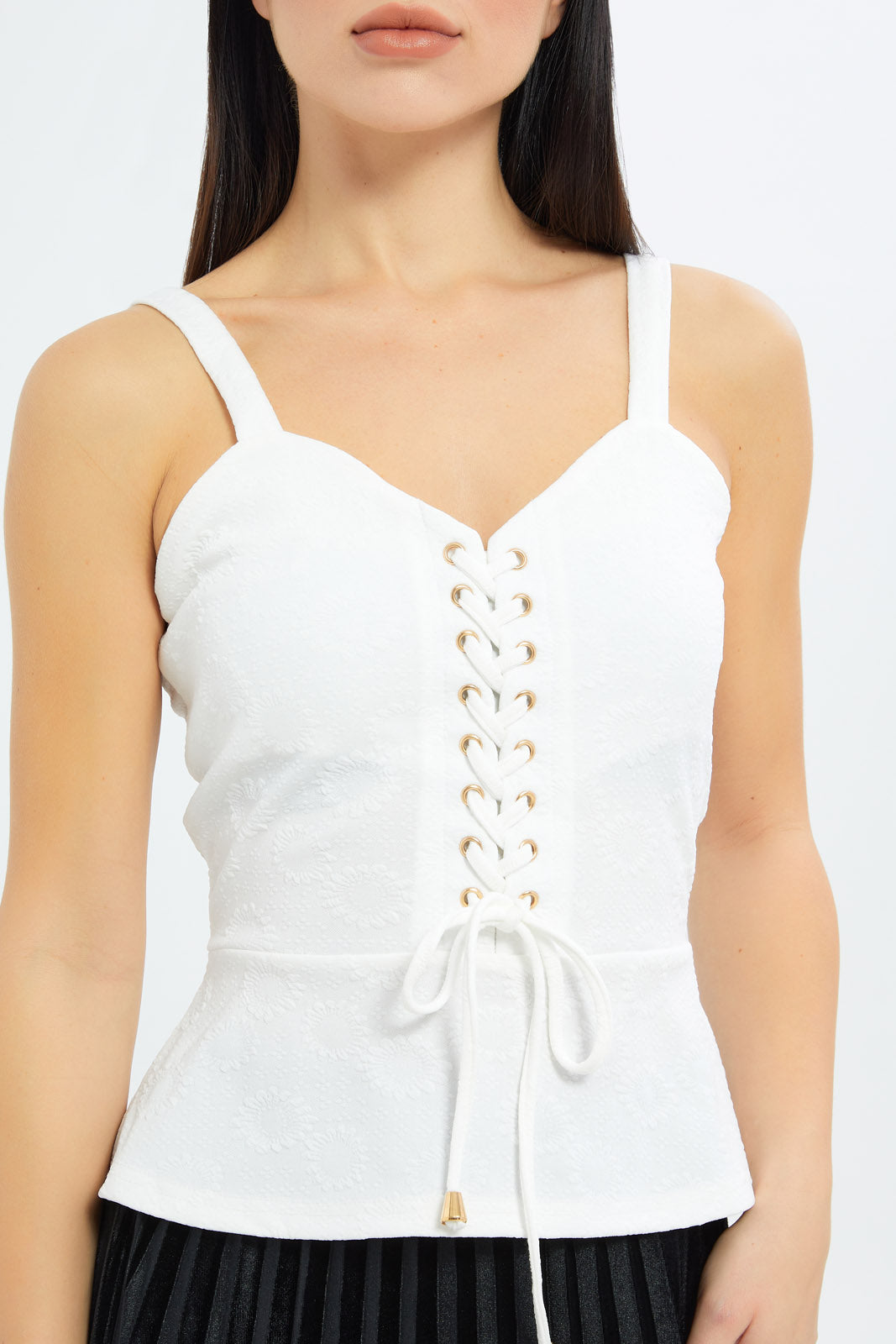 Redtag-Women-White-Sleeveless-V-Neck-Top-Category:Tops,-Colour:White,-Deals:New-In,-Filter:Women's-Clothing,-H1:LWR,-H2:LEC,-H3:JYT,-H4:FJT,-LEC,-LEC-Tops,-New-In-LEC-APL,-Non-Sale,-S23C,-Season:S23C,-Section:Women-Women's-