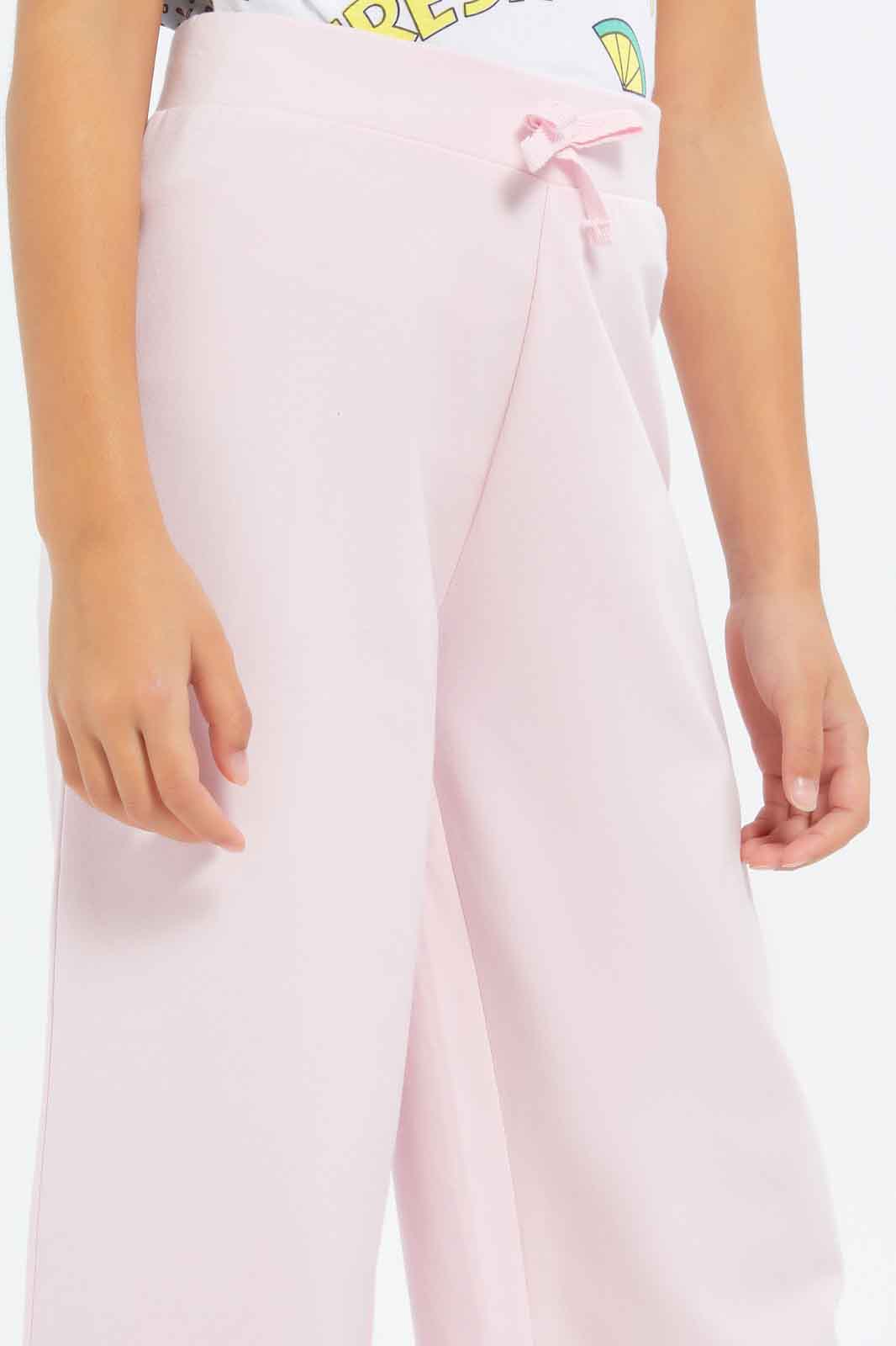 Redtag-Girls-Wide-Leg-Jersey-Trouser---Pink-Category:Trousers,-Colour:Apricot,-Deals:New-In,-Filter:Girls-(2-to-8-Yrs),-GIR-Trousers,-New-In-GIR-APL,-Non-Sale,-S23B,-Section:Girls-(0-to-14Yrs)-Girls-2 to 8 Years