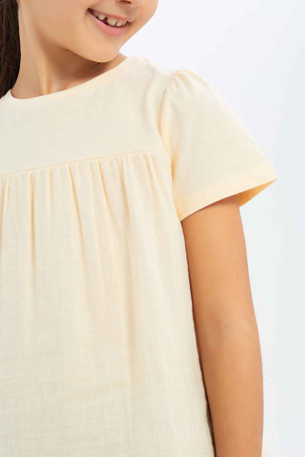 Redtag-Girls-Knit-Cheesecloth-Jersey-Top---Cream-Category:Jackets,-Colour:Cream,-Deals:New-In,-Filter:Girls-(2-to-8-Yrs),-GIR-Jackets,-New-In-GIR-APL,-Non-Sale,-S23B,-Section:Girls-(0-to-14Yrs)--