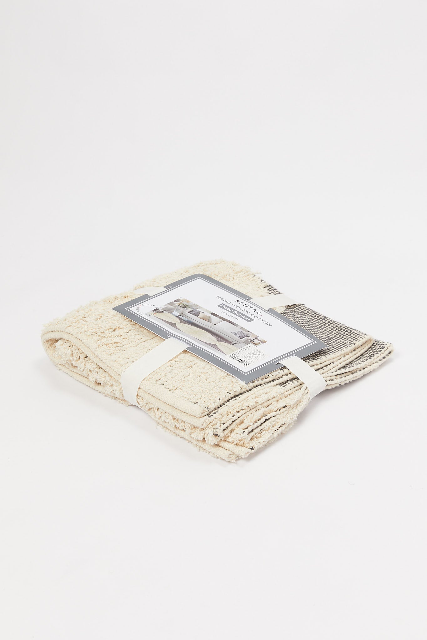 Redtag-Beige-Handwoven-Cotton-Boho-Floorrunner-Category:Rugs,-Colour:Beige,-Deals:New-In,-Filter:Home-Decor,-H1:HMW,-H2:HOM,-H3:RUD,-H4:RUG,-HMW-HOM-Rugs-&-Door-Mats,-New-In-HMW-HOM,-Non-Sale,-Promo:RIVA,-S23B,-Season:S23B,-Section:Homewares,-Style:RUNNER-Home-Decor-