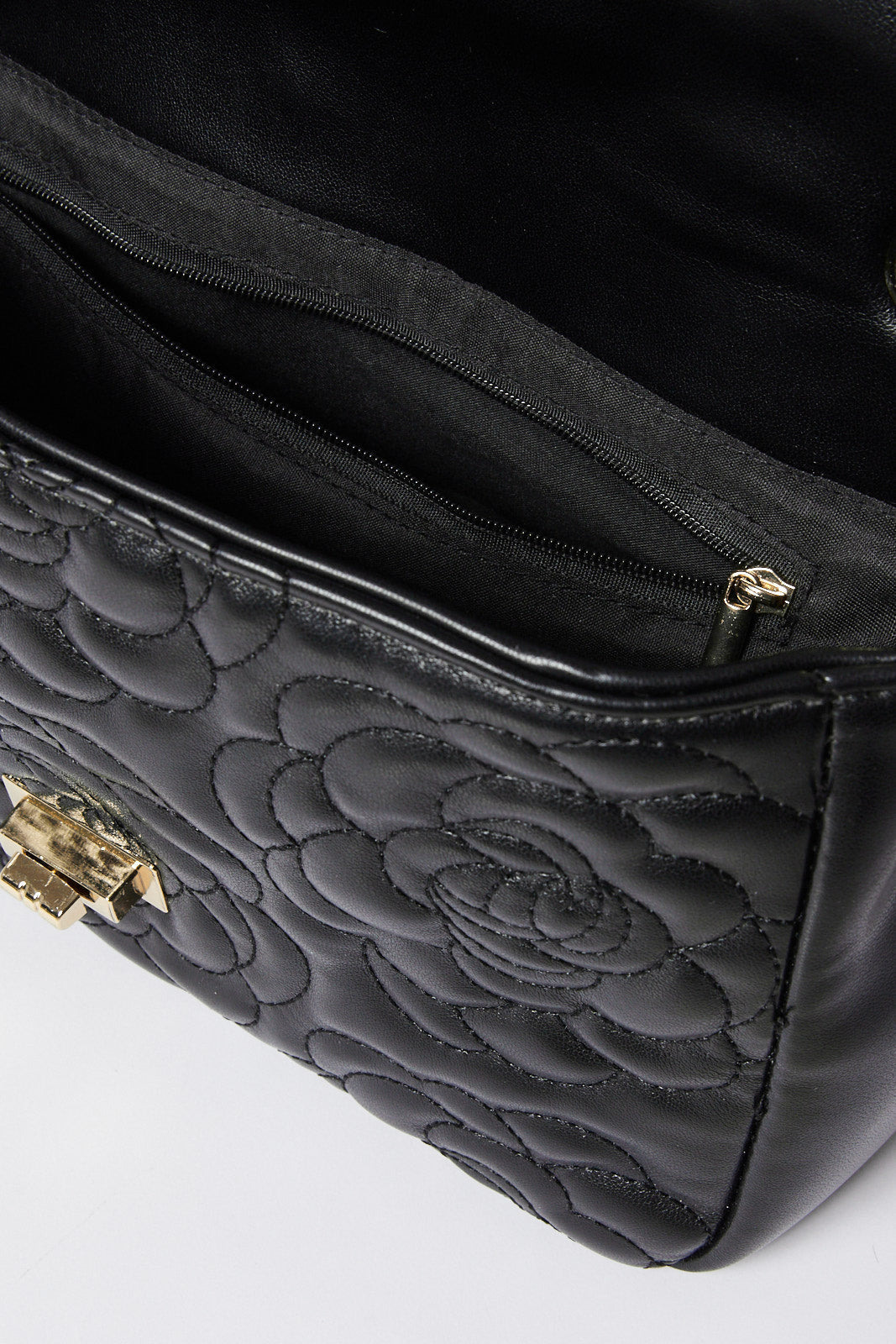 Redtag-Black-Floral-Quliting-Crossbody-Bag-Category:Bags,-Colour:Black,-Filter:Women's-Accessories,-H1:ACC,-H2:LAD,-H3:LAB,-H4:HBG,-New-In,-New-In-Women-ACC,-Non-Sale,-S23B,-Season:S23B,-Section:Women,-Women-Bags-Women-