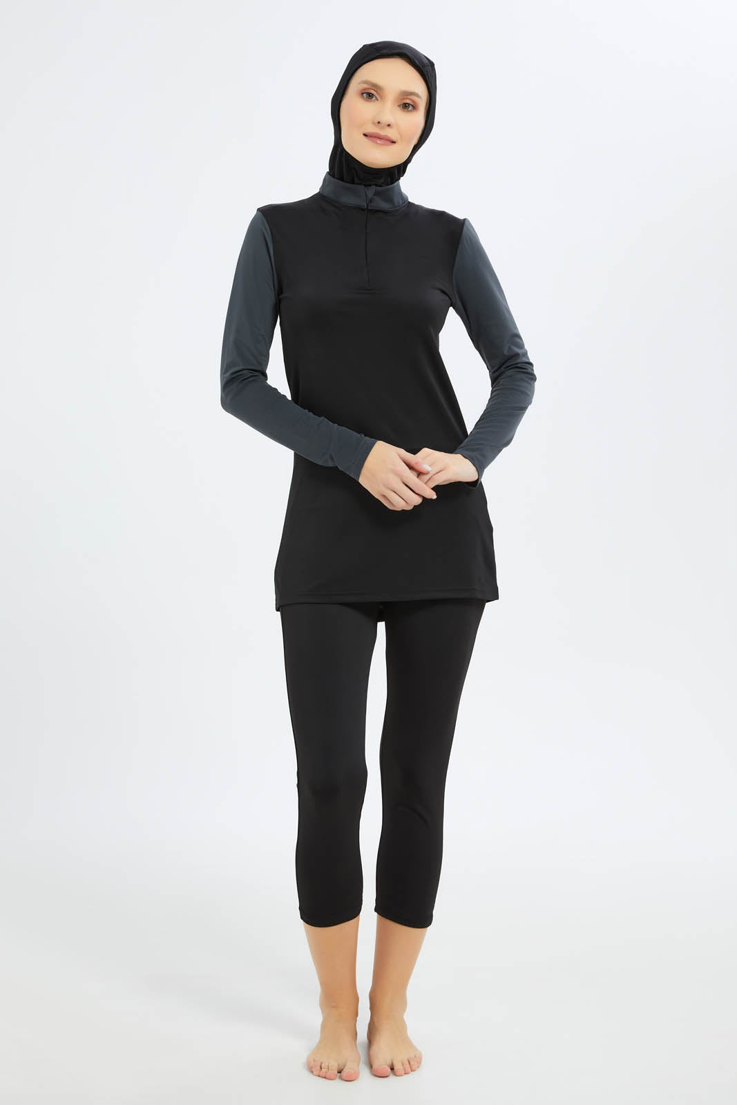 Redtag-Women-Black-Swim-Burkini-Top-And-Bottom-Set-365,-Category:Swimwear,-Colour:Black,-Deals:New-In,-Filter:Women's-Clothing,-New-In-Women-APL,-Non-Sale,-Section:Women,-Women-Swimwear--