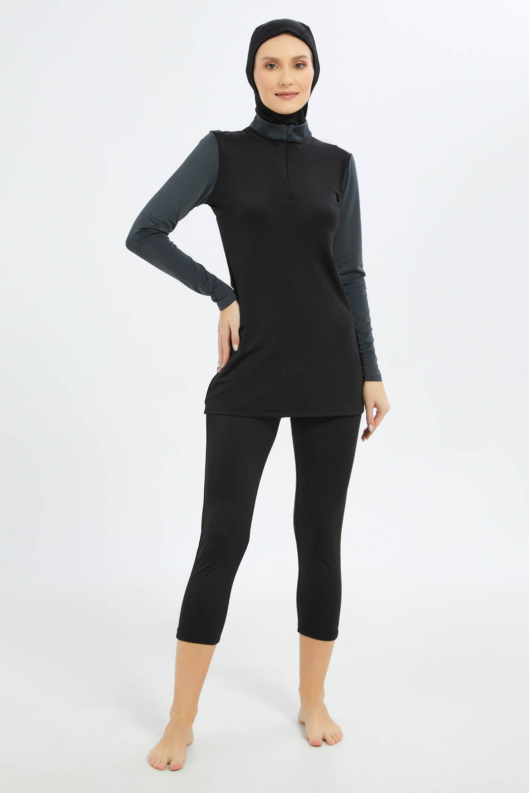 Redtag-Women-Black-Swim-Burkini-Top-And-Bottom-Set-365,-Category:Swimwear,-Colour:Black,-Deals:New-In,-Filter:Women's-Clothing,-New-In-Women-APL,-Non-Sale,-Section:Women,-Women-Swimwear--