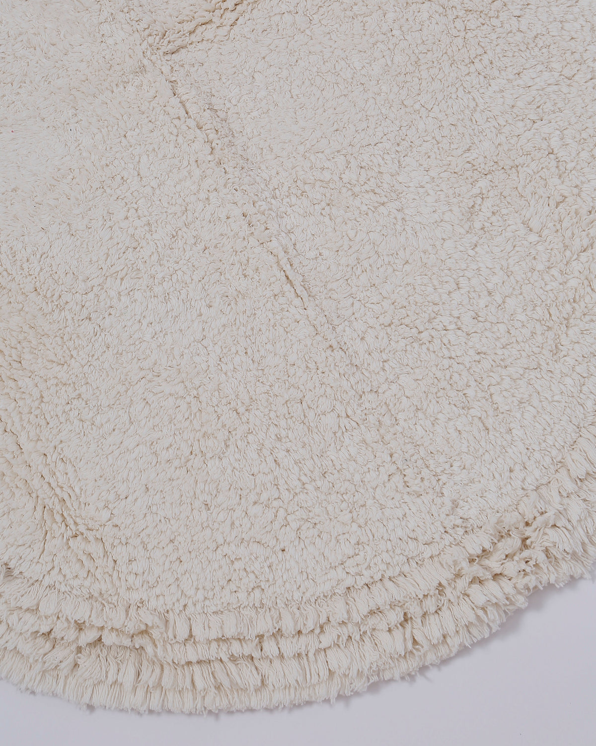 Cream Cotton Tufted Round Dhurrie