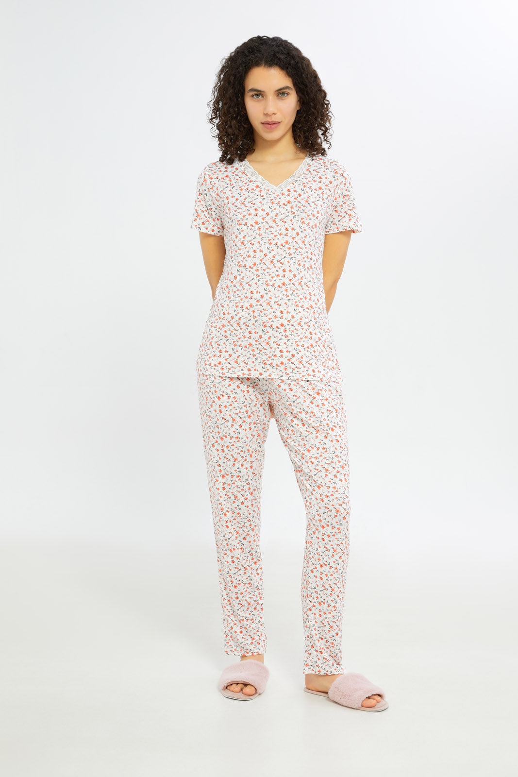 Redtag-Women-Assorted-Short-Sleeves-Pajama-Set-Bottom-Aop-Category:Pyjama-Sets,-Colour:Assorted,-Deals:New-In,-Filter:Women's-Clothing,-H1:LWR,-H2:LDN,-H3:NWR,-H4:PJS,-New-In-Women-APL,-Non-Sale,-Promo:TBL,-S23C,-Season:S23C,-Section:Women,-TBL,-Women-Pyjama-Sets--