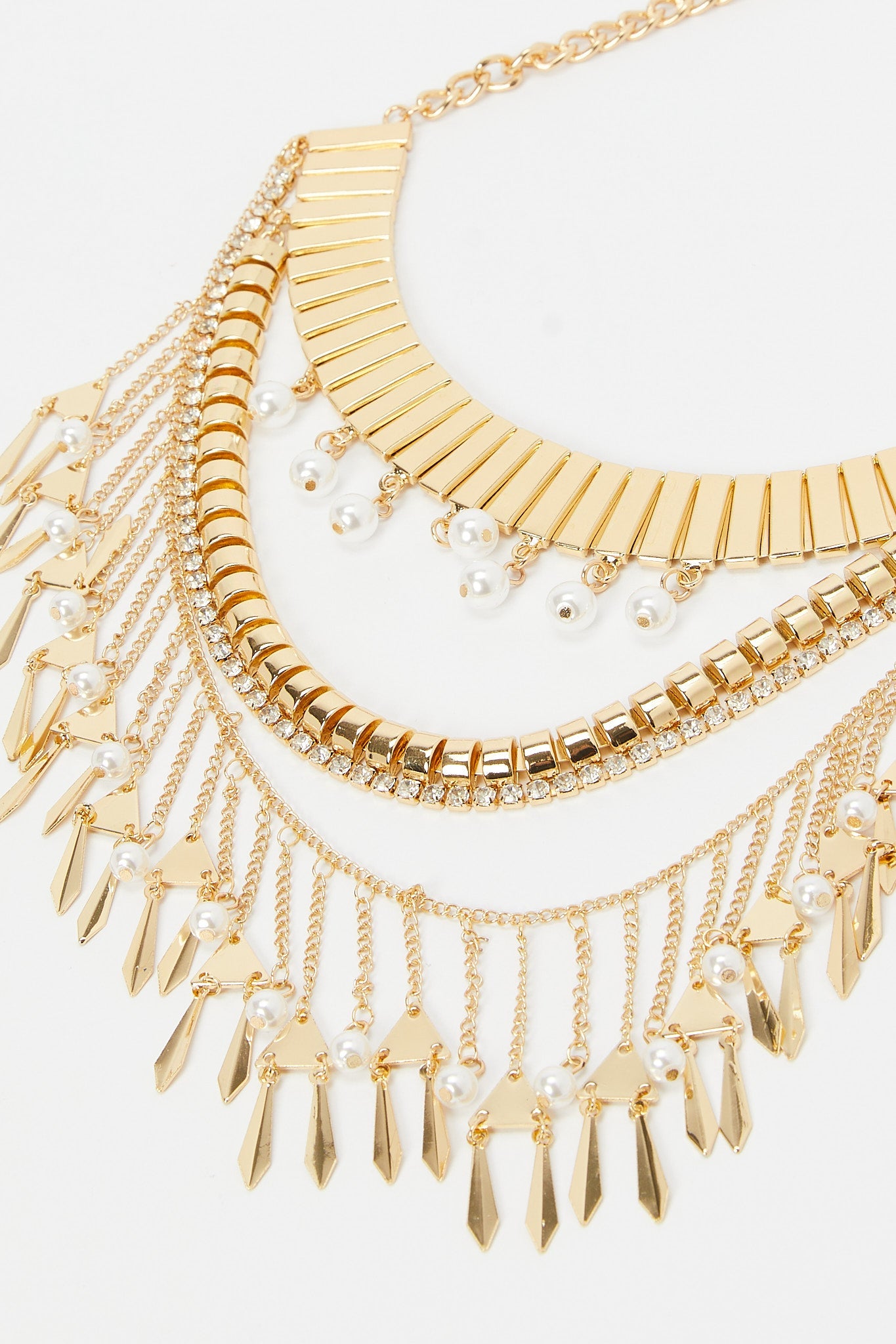 Redtag-Gold-Statement-Multilayered-Necklace-Category:Jwellery,-Colour:Assorted,-Filter:Women's-Accessories,-LEC-Jewellery,-New-In,-New-In-Women-ACC,-Non-Sale,-RMD,-S23B,-Section:Women-Women-