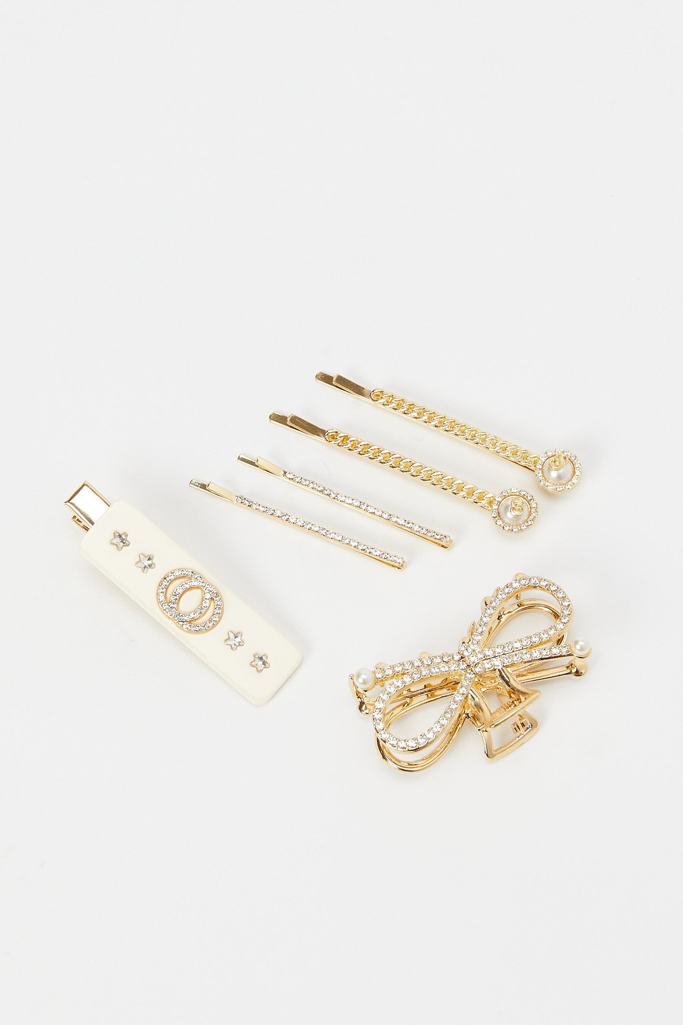 Redtag-Gold-And-Rhinestone-Statement-Hair-Clip-Set-Category:Hair-Accessories,-Colour:Assorted,-Filter:Women's-Accessories,-LEC-Hair-Accessories,-New-In,-New-In-Women-ACC,-Non-Sale,-RMD,-S23B,-Section:Women-Women-