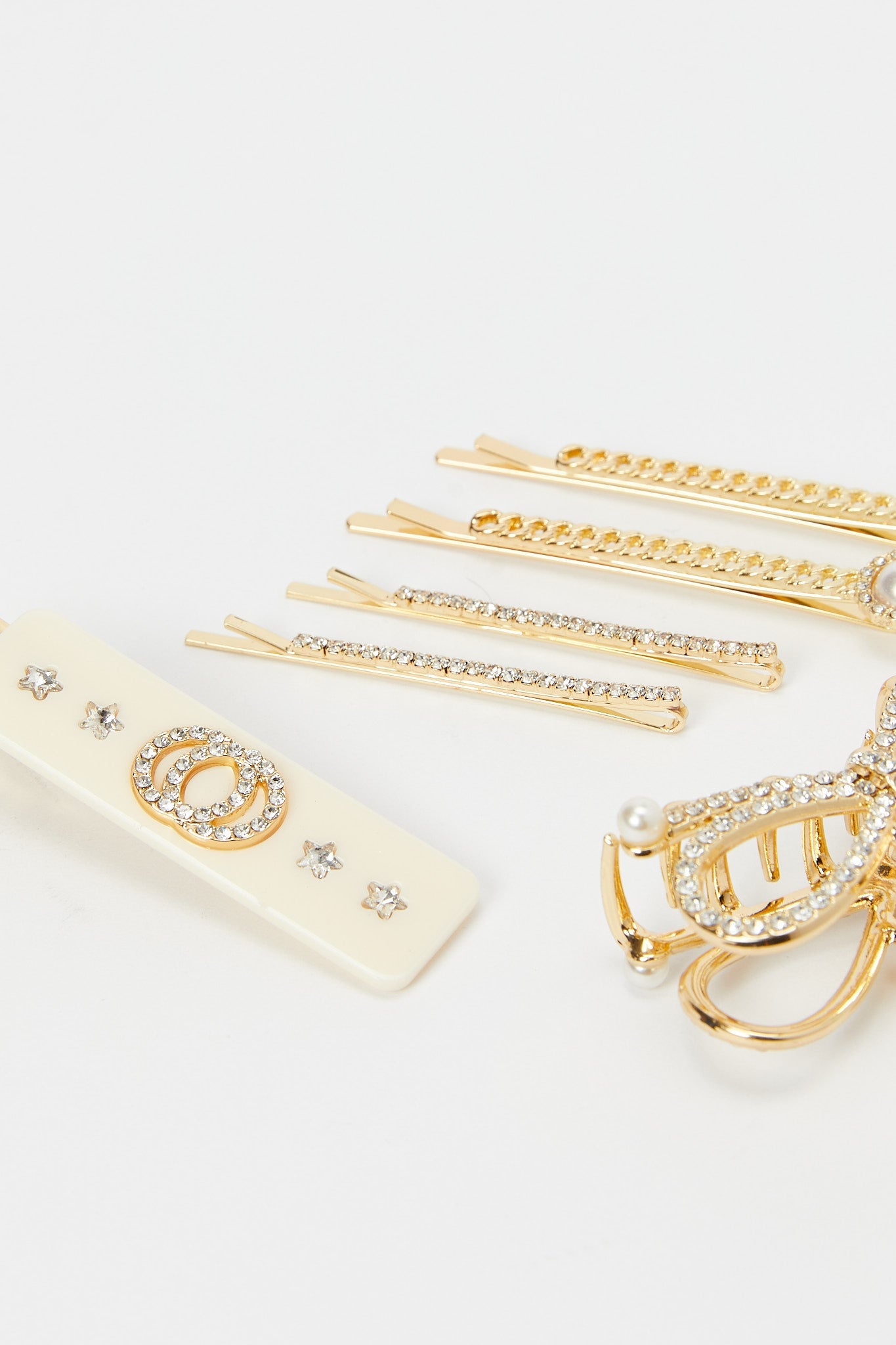 Redtag-Gold-And-Rhinestone-Statement-Hair-Clip-Set-Category:Hair-Accessories,-Colour:Assorted,-Filter:Women's-Accessories,-LEC-Hair-Accessories,-New-In,-New-In-Women-ACC,-Non-Sale,-RMD,-S23B,-Section:Women-Women-