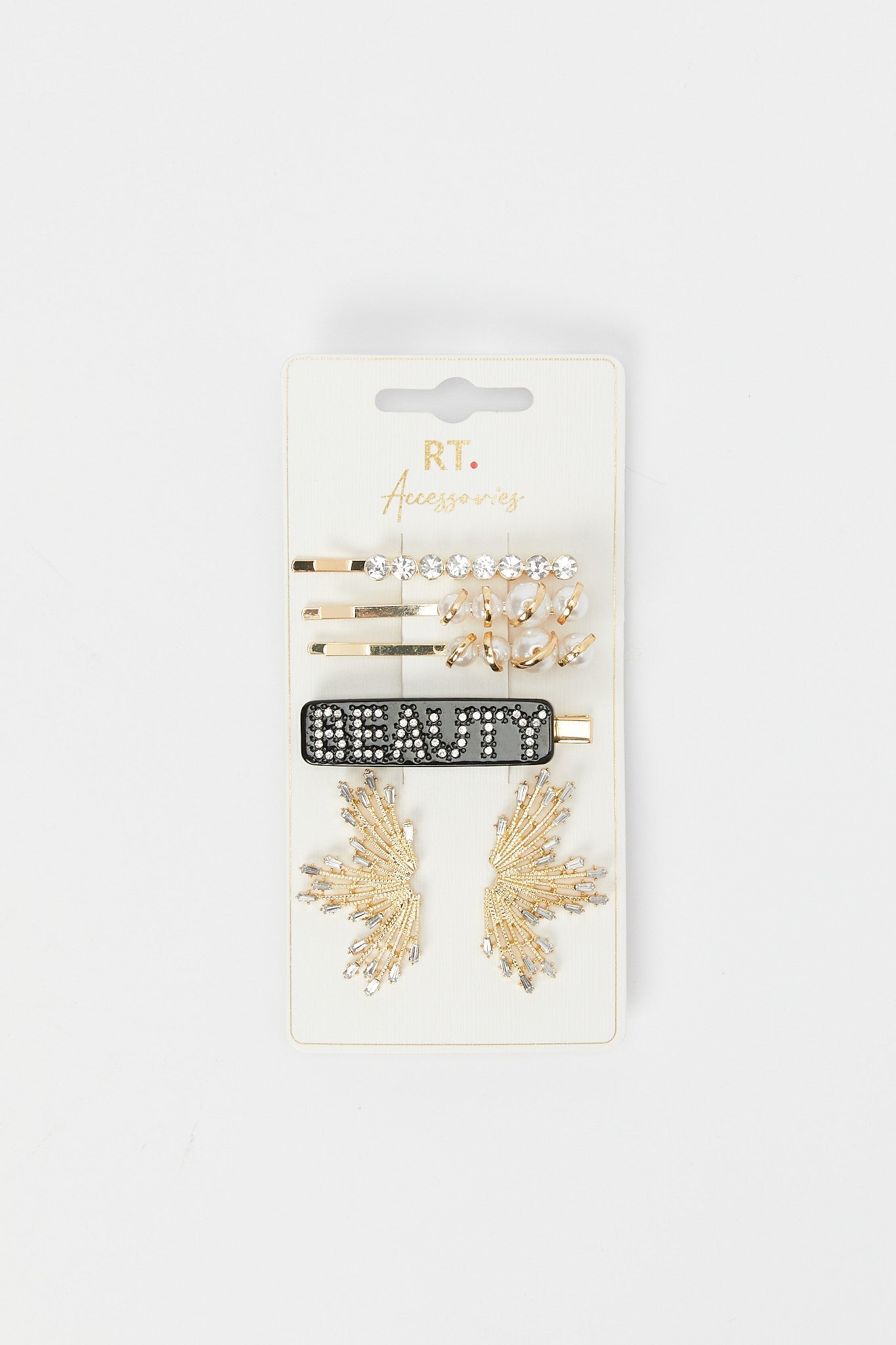 Redtag-Pearl-And-Rhinestone-Embellihsed-Hair-Clip-Set-Along-With-Statement-Stud-Category:Hair-Accessories,-Colour:Assorted,-Filter:Women's-Accessories,-LEC-Hair-Accessories,-New-In,-New-In-Women-ACC,-Non-Sale,-RMD,-S23B,-Section:Women-Women-