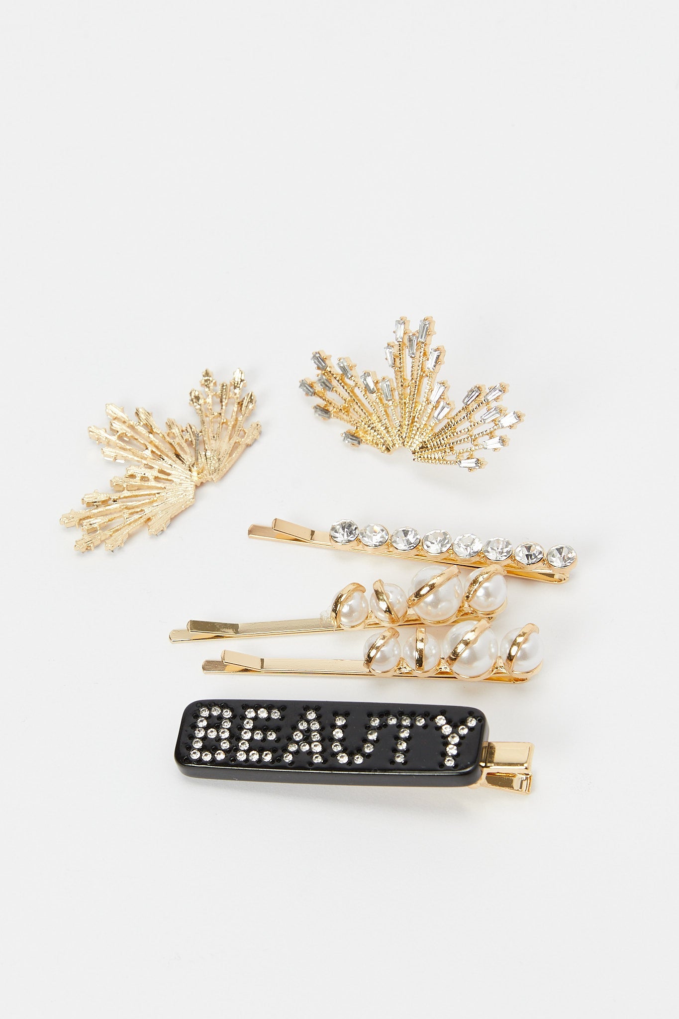 Redtag-Pearl-And-Rhinestone-Embellihsed-Hair-Clip-Set-Along-With-Statement-Stud-Category:Hair-Accessories,-Colour:Assorted,-Filter:Women's-Accessories,-LEC-Hair-Accessories,-New-In,-New-In-Women-ACC,-Non-Sale,-RMD,-S23B,-Section:Women-Women-