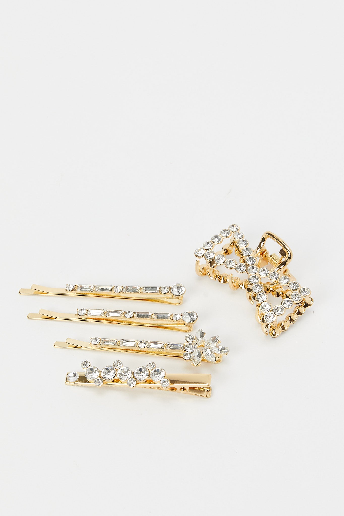 Redtag-Gold-And-Rhinestone-Embellished-Hair-Clips-Category:Hair-Accessories,-Colour:Assorted,-Filter:Women's-Accessories,-LEC-Hair-Accessories,-New-In,-New-In-Women-ACC,-Non-Sale,-RMD,-S23B,-Section:Women-Women-