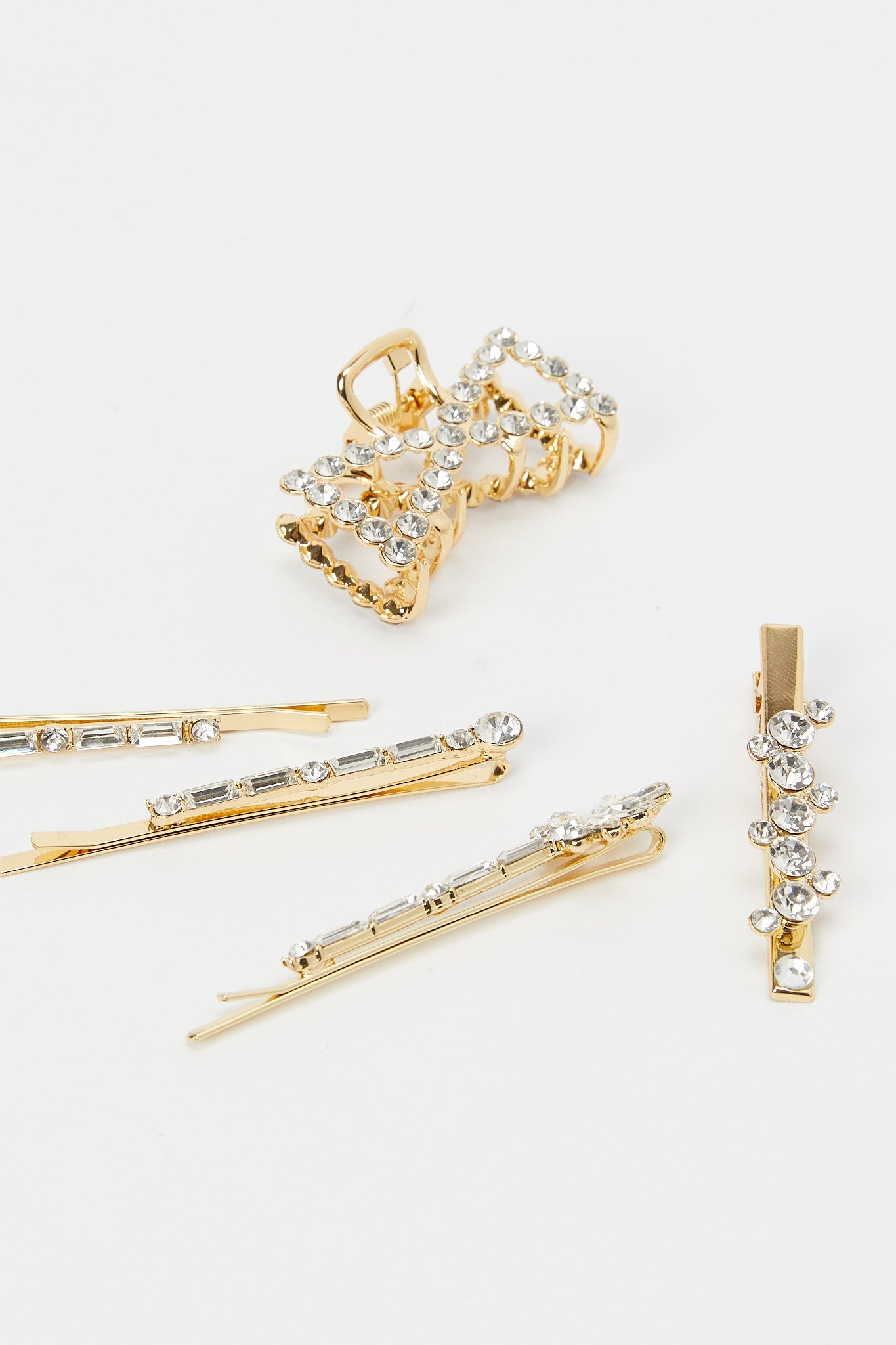 Redtag-Gold-And-Rhinestone-Embellished-Hair-Clips-Category:Hair-Accessories,-Colour:Assorted,-Filter:Women's-Accessories,-LEC-Hair-Accessories,-New-In,-New-In-Women-ACC,-Non-Sale,-RMD,-S23B,-Section:Women-Women-