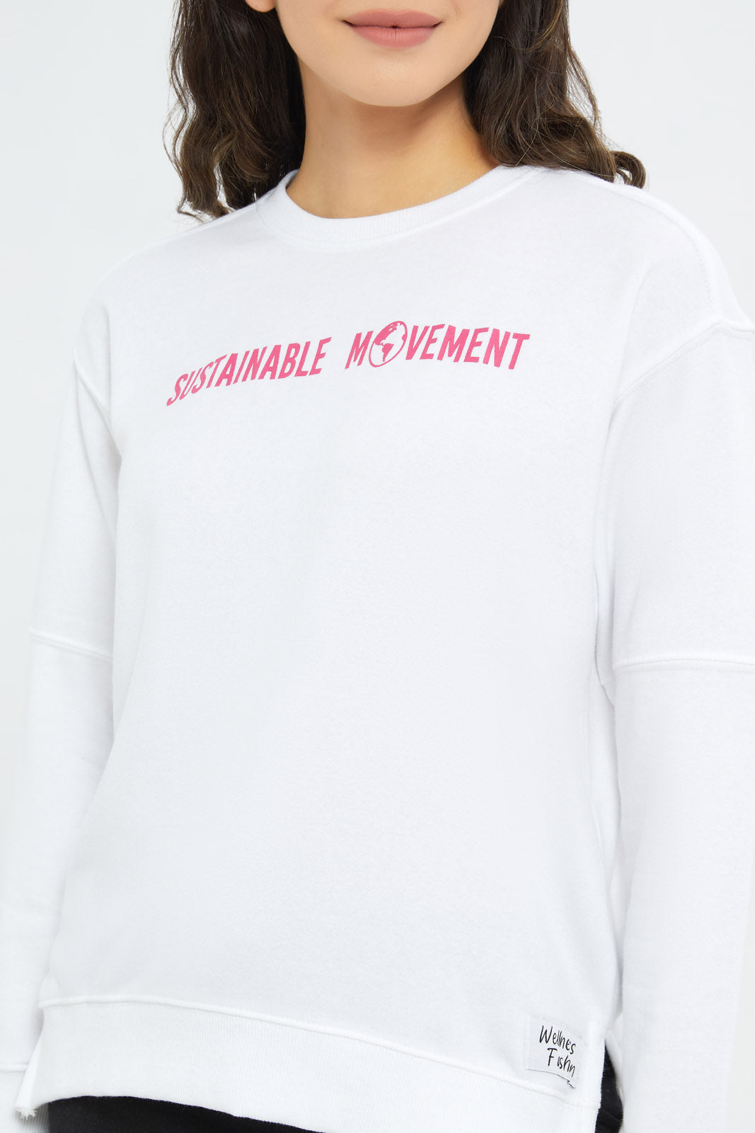 Redtag-Women-White-Slogan-Printed-Sweatshirt-Category:Sweatshirts,-Colour:White,-Deals:New-In,-Filter:Women's-Clothing,-H1:LWR,-H2:LAD,-H3:SPW,-H4:ASS,-New-In-Women-APL,-Non-Sale,-RMD,-S23B,-Season:S23B,-Section:Women,-Sustainable,-Women-Sweatshirts-Women's-