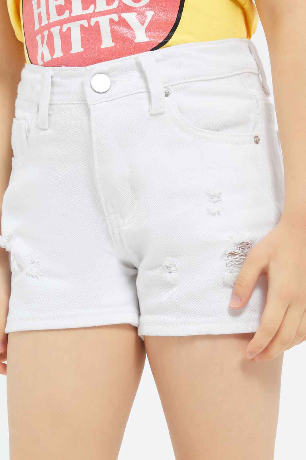 Redtag-Girls-White-Shorts-Category:Shorts,-Colour:White,-Deals:New-In,-Filter:Girls-(2-to-8-Yrs),-GIR-Shorts,-New-In-GIR-APL,-Non-Sale,-S23C,-Section:Girls-(0-to-14Yrs)-Girls-2 to 8 Years