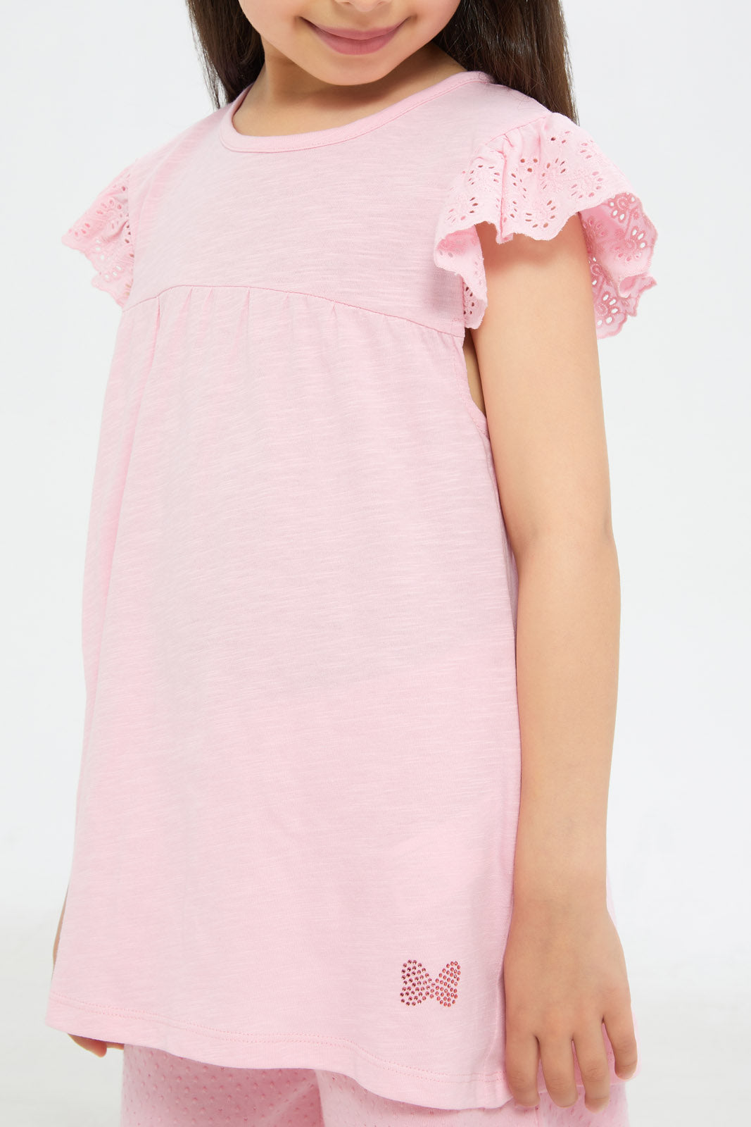 Redtag-Girls-Pink-Frilled-Sleeves-Jersey-Tops-Category:Jackets,-Colour:Apricot,-Deals:New-In,-Filter:Girls-(2-to-8-Yrs),-GIR-Jackets,-H1:KWR,-H2:GIR,-H3:JYT,-H4:CJT,-New-In-GIR-APL,-Non-Sale,-S23C,-Season:S23C,-Section:Girls-(0-to-14Yrs)--
