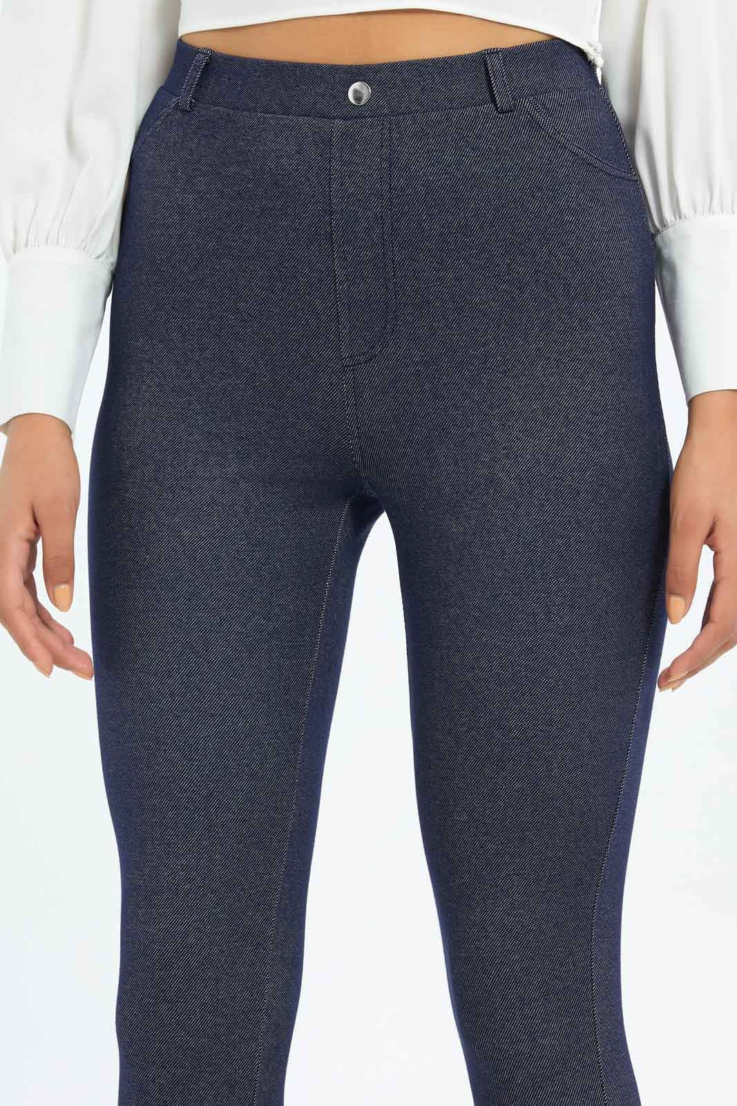 Redtag-Women-Blue-Full-Length-Legging-With-Button-Category:Leggings,-Colour:Blue,-Deals:New-In,-Filter:Women's-Clothing,-H1:LWR,-H2:LAD,-H3:TRS,-H4:LEG,-New-In-Women-APL,-Non-Sale,-S23C,-Season:S23C,-Section:Women,-TBL,-Women-Leggings-Women's-