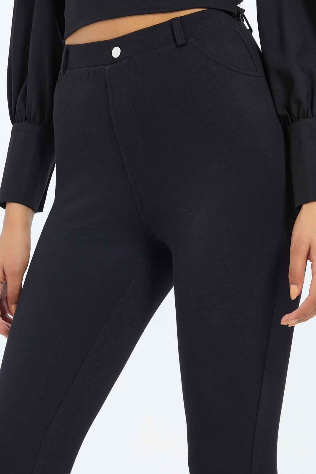 Redtag-Women-Black-Full-Length-Legging-With-Button-Category:Leggings,-Colour:Black,-Deals:New-In,-Filter:Women's-Clothing,-H1:LWR,-H2:LAD,-H3:TRS,-H4:LEG,-New-In-Women-APL,-Non-Sale,-S23C,-Season:S23C,-Section:Women,-TBL,-Women-Leggings-Women's-