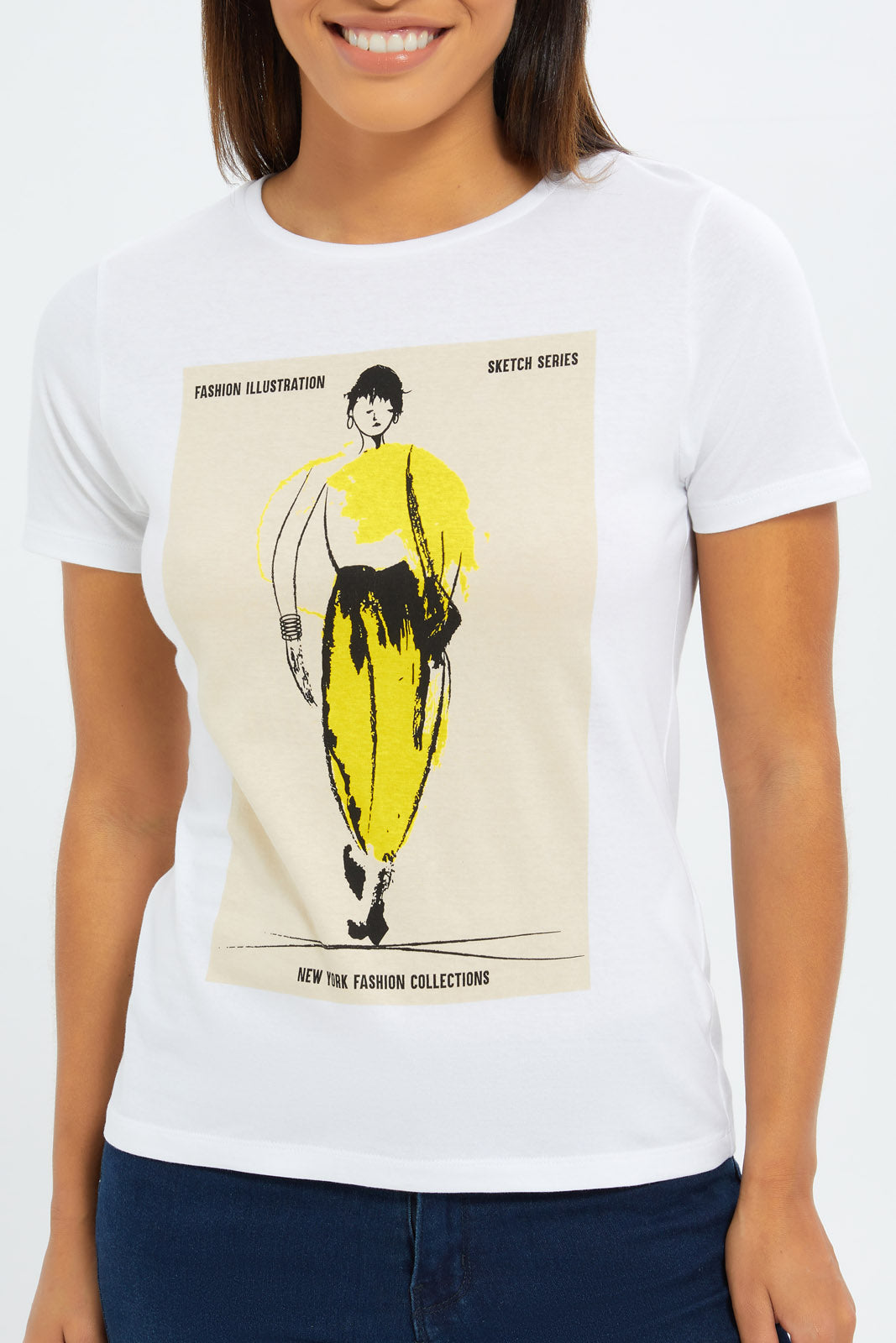Redtag-Women-White-Illustration-Graphic-T-Shirt-Category:T-Shirts,-Colour:White,-Deals:New-In,-Filter:Women's-Clothing,-H1:LWR,-H2:LAD,-H3:TSH,-H4:CAT,-New-In-Women-APL,-Non-Sale,-S23C,-Season:S23C,-Section:Women,-TBL,-Women-T-Shirts-Women's-