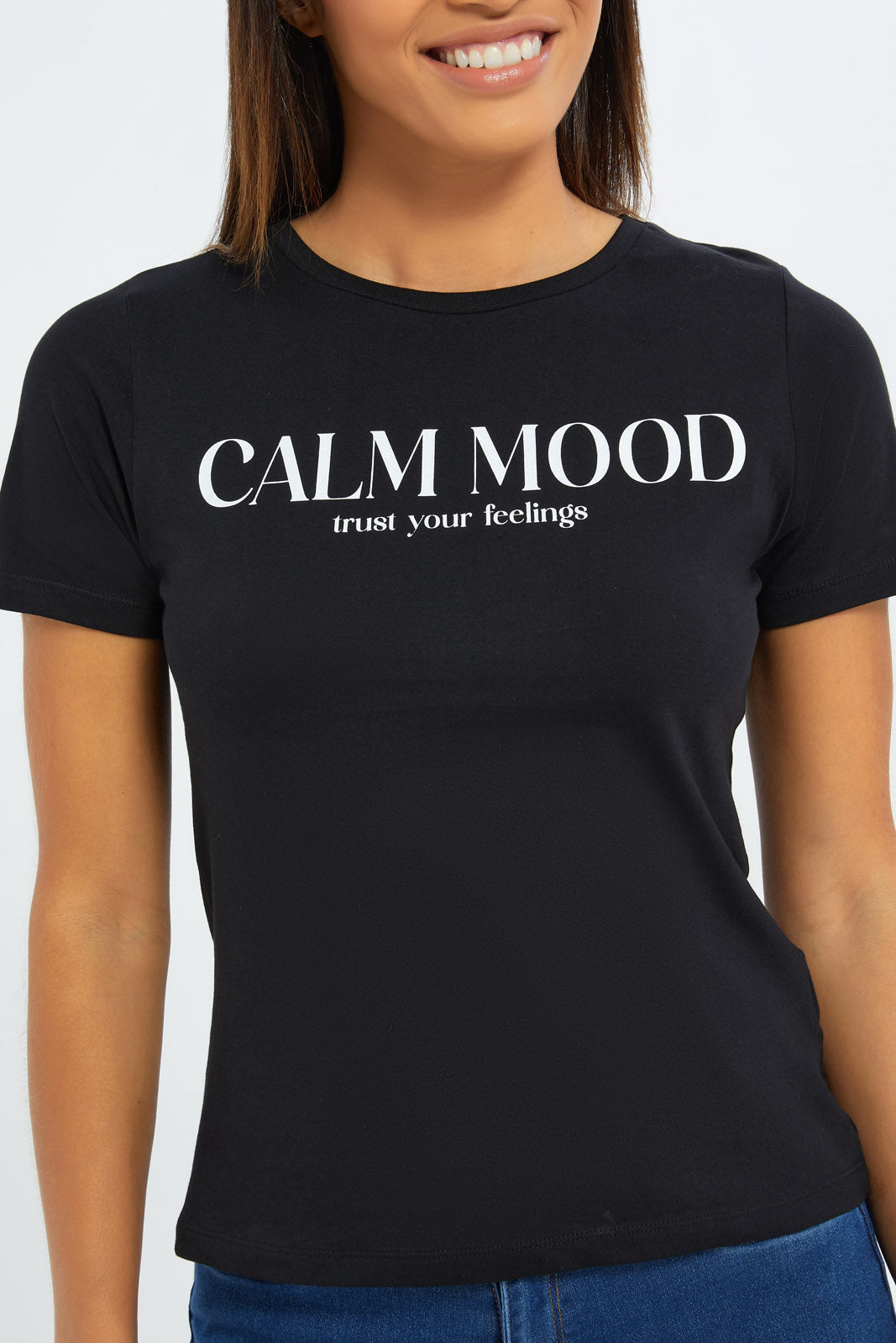 Redtag-Women-Black-Calm-Mood-Graphic-T-Shirt-Category:T-Shirts,-Colour:Black,-Deals:New-In,-Filter:Women's-Clothing,-H1:LWR,-H2:LAD,-H3:TSH,-H4:CAT,-New-In-Women-APL,-Non-Sale,-S23C,-Season:S23C,-Section:Women,-TBL,-Women-T-Shirts-Women's-