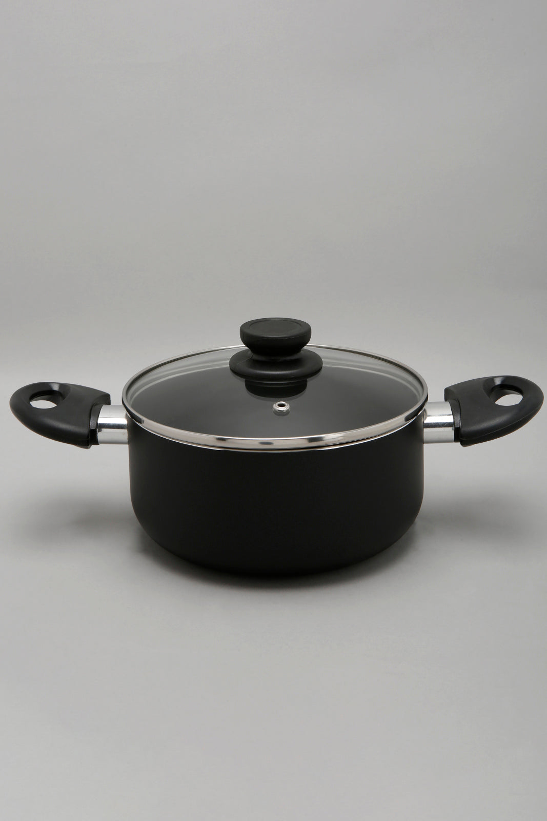 Black Aluminum Nonstick Dutch Oven With Glass Lid (18cm)
