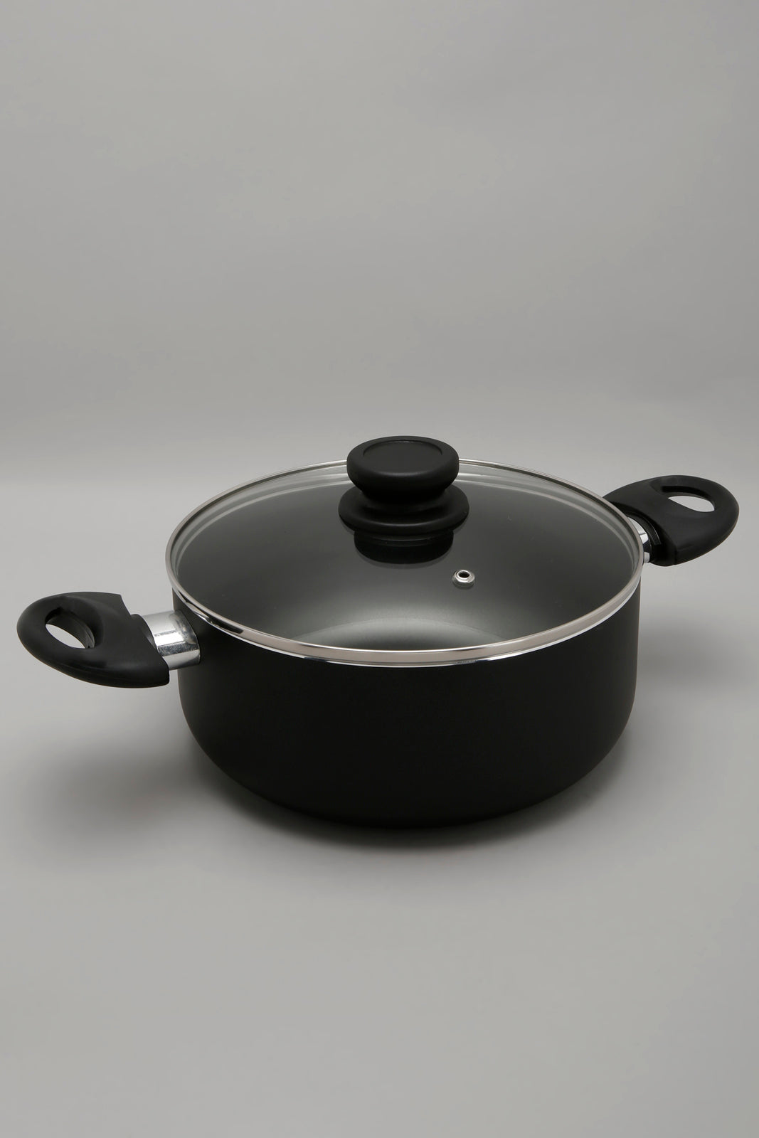 Black Aluminum Nonstick Dutch Oven With Glass Lid (22Cm)