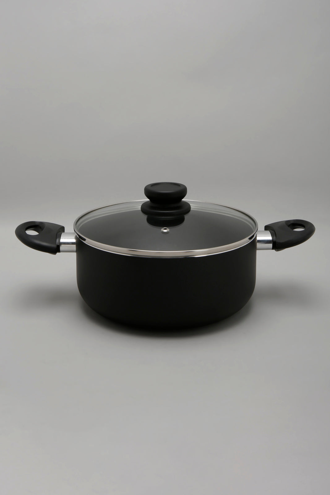 Black Aluminum Nonstick Dutch Oven With Glass Lid (22Cm)