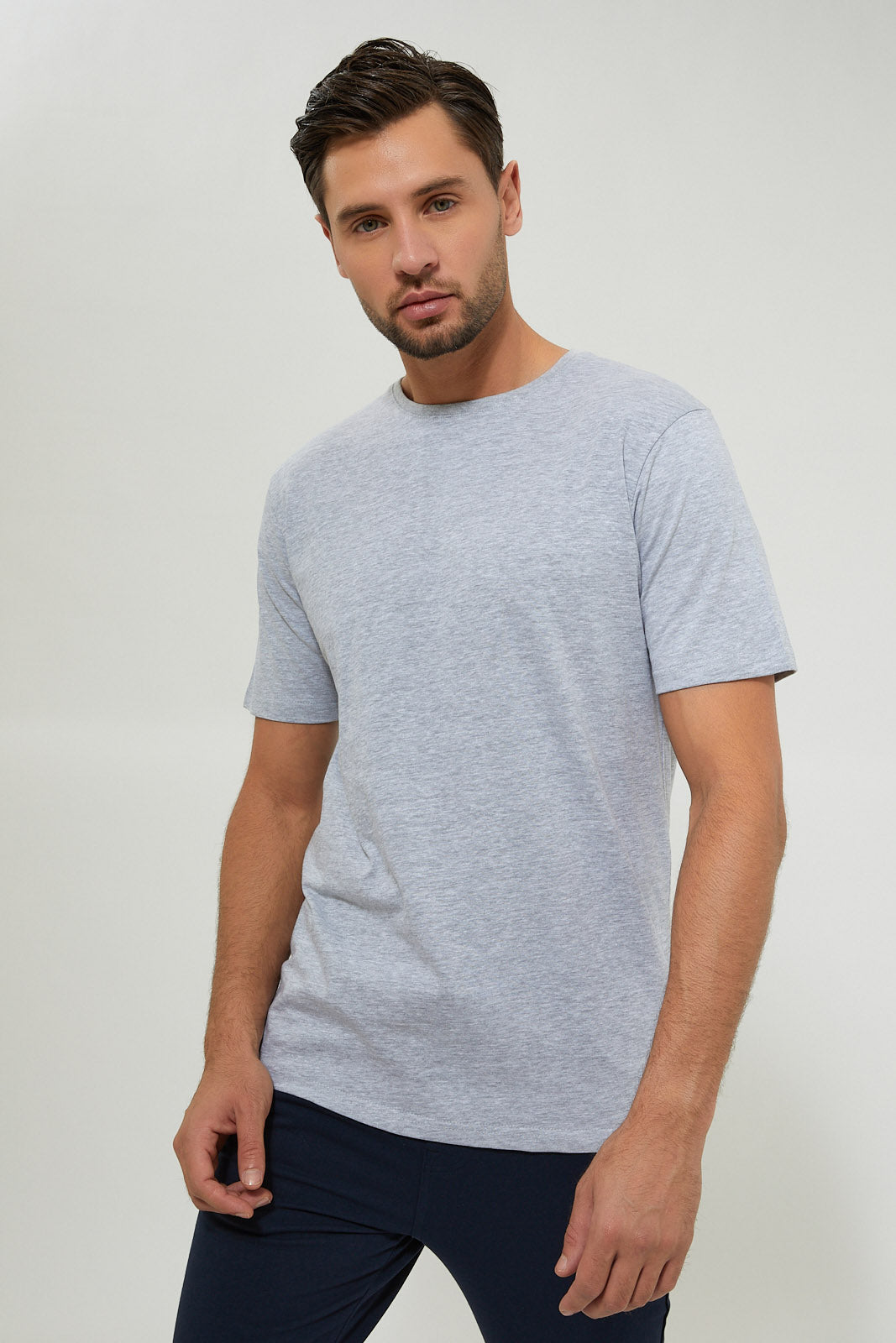 Grey Plain Crew Neck T-Shirt - REDTAG