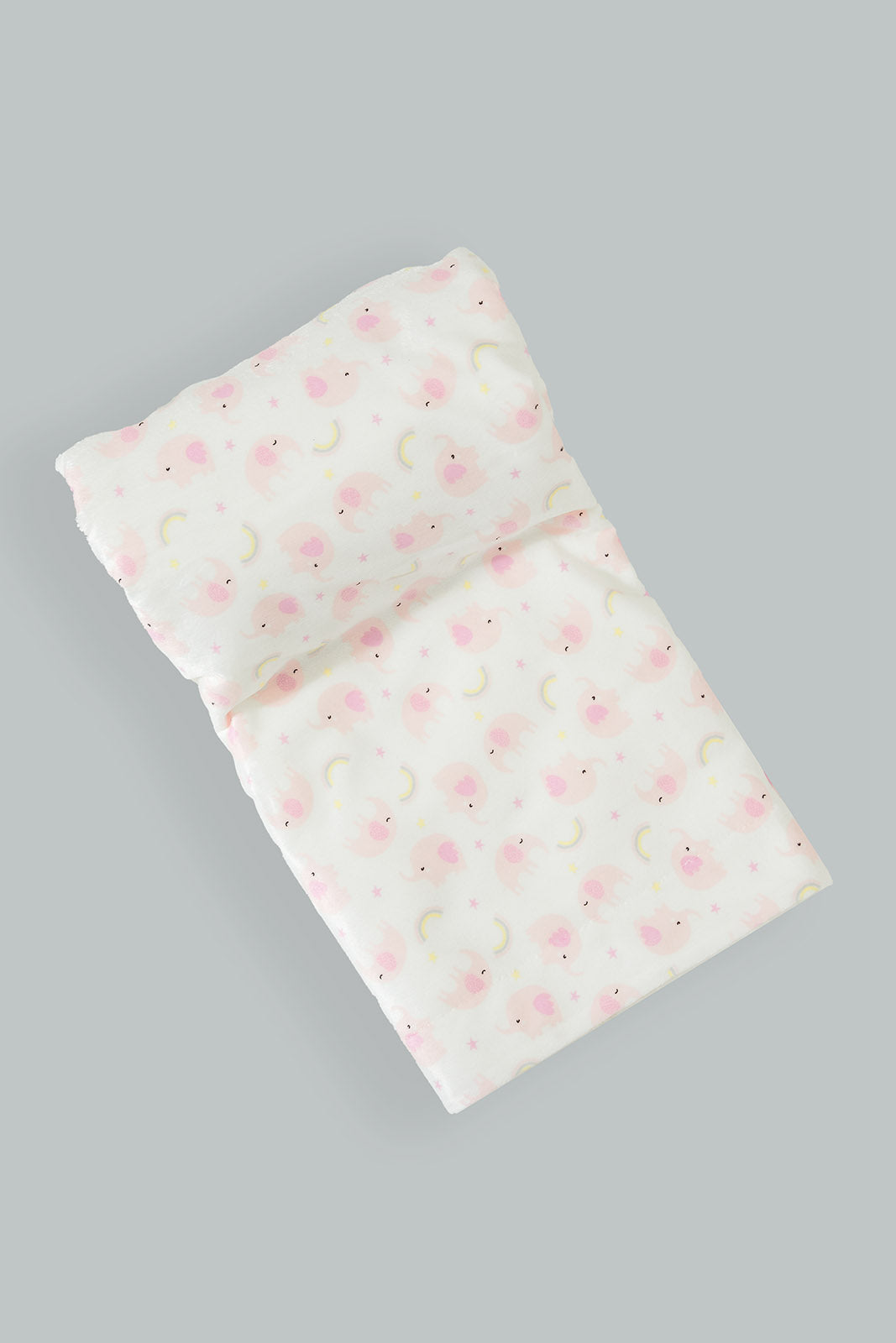 Cream Double-Sided Blanket With Elephant Print