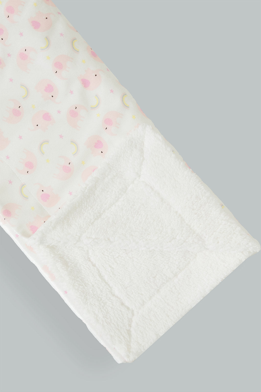 Cream Double-Sided Blanket With Elephant Print