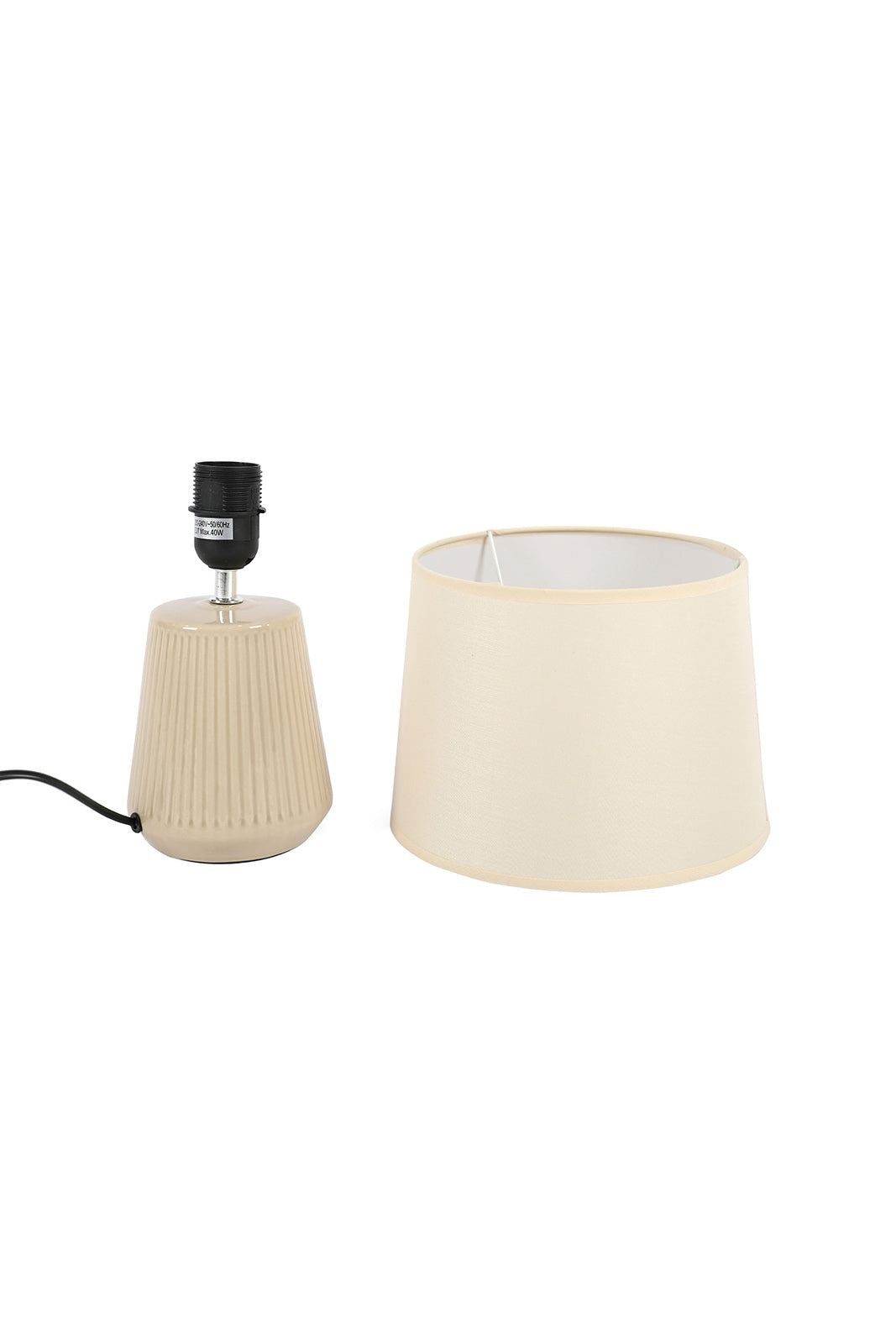 Beige Ceramic Embossed Table Lamp