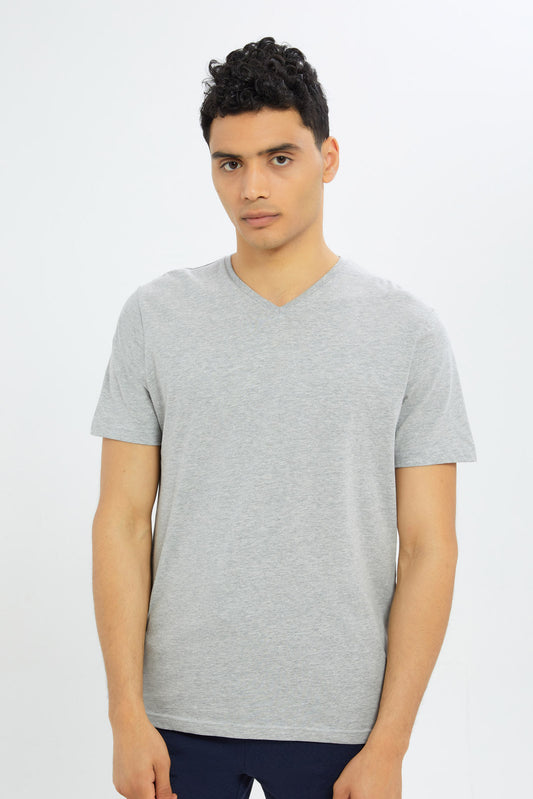 Redtag-Grey-V-Neck-Basic-T-Shirt-365,-Category:T-Shirts,-Colour:Grey,-Deals:New-In,-Dept:Menswear,-Filter:Men's-Clothing,-H1:MWR,-H2:GEN,-H3:TSH,-H4:TSH,-Men-T-Shirts,-Promo:TBL,-Season:365,-Section:Men,-TBL-Men's-