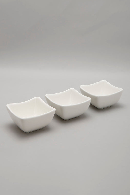 White Porcelain Square Bowl Set (3 Piece)