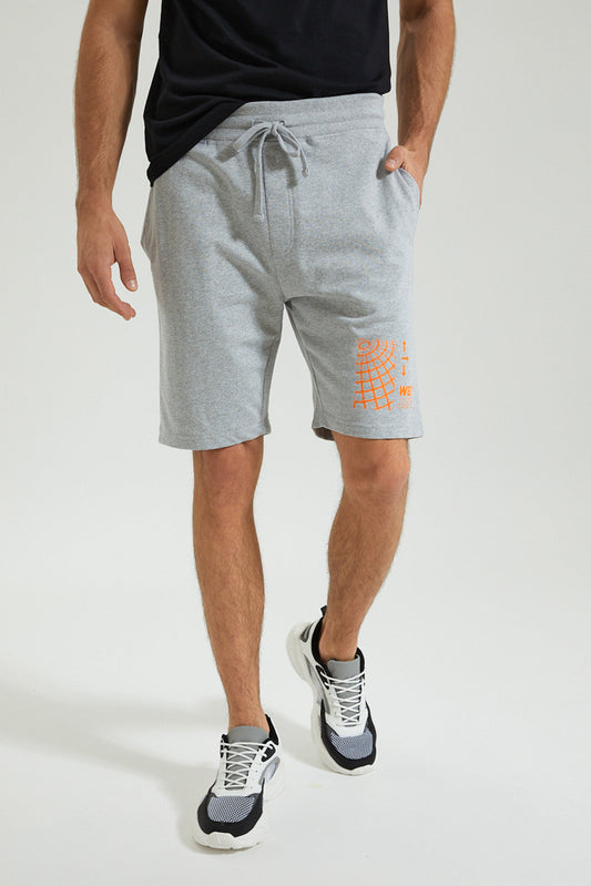 Grey Elasticated West Printed Short