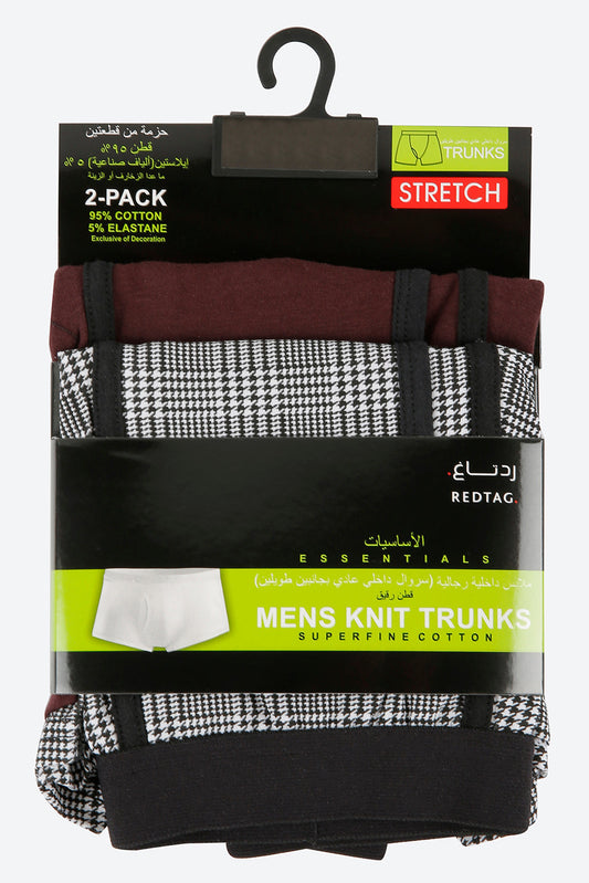 Grey/Burgundy Hipster Trunks (2-Pack) - REDTAG