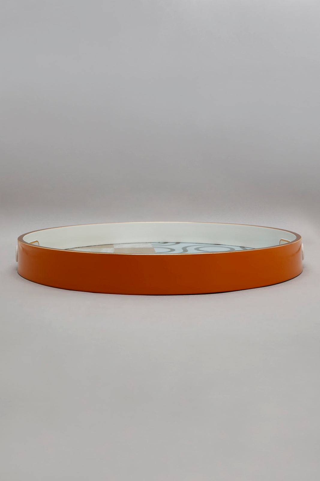 Orange Geometric Round Tray