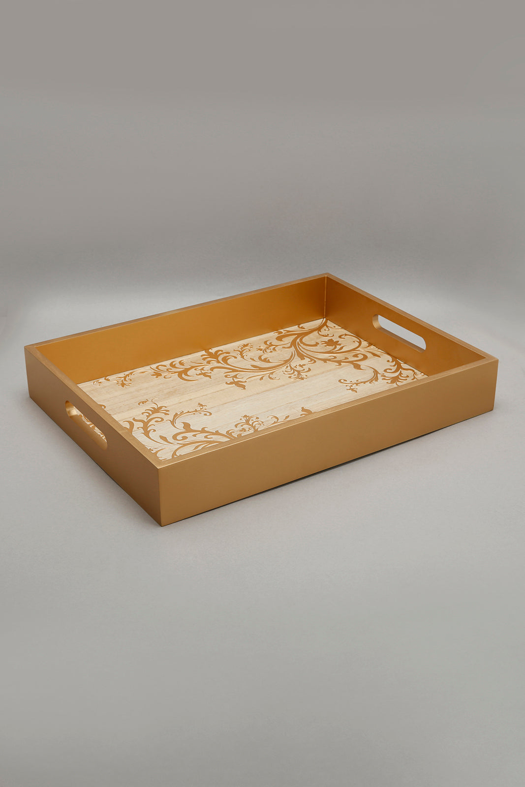 Gold Abstract Rectangle Tray